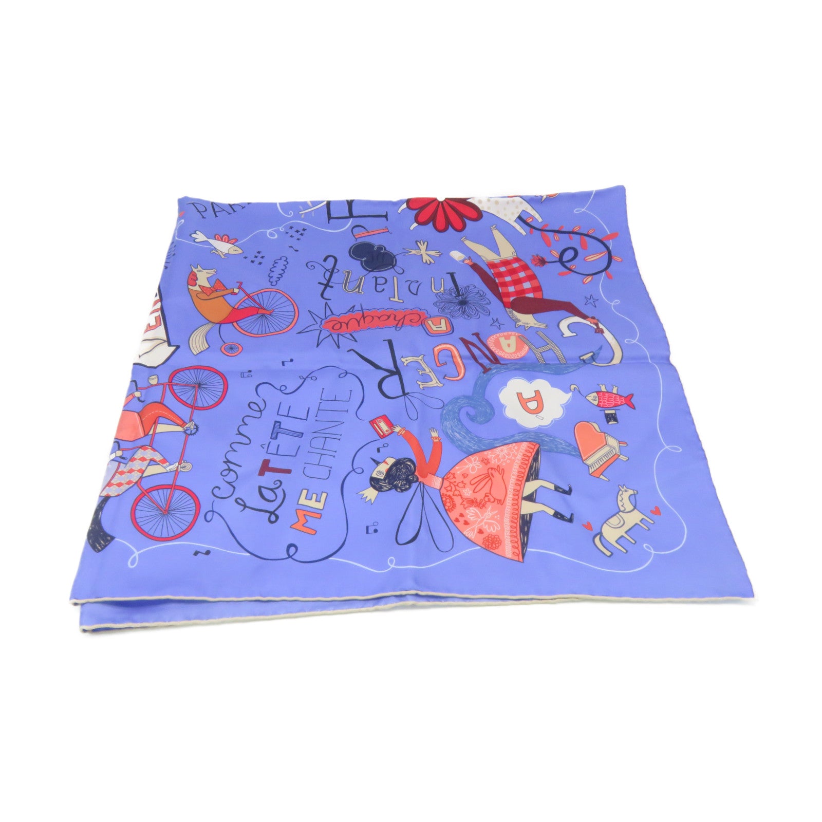 HERMES 【激減優惠】絲質Scarf 90x90絲巾藍色/彩色