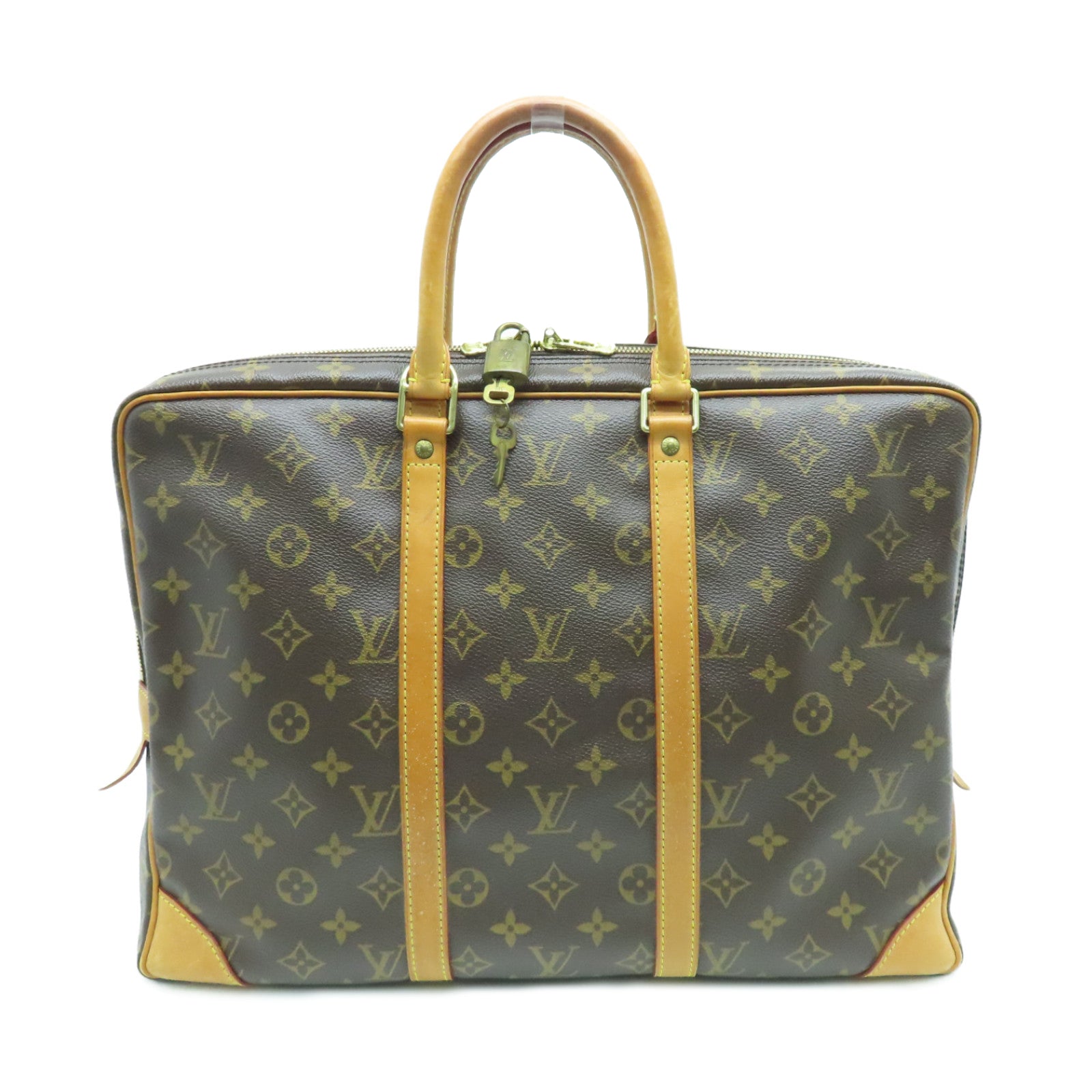 LOUIS VUITTON Monogram Briefcase金扣公事包啡色