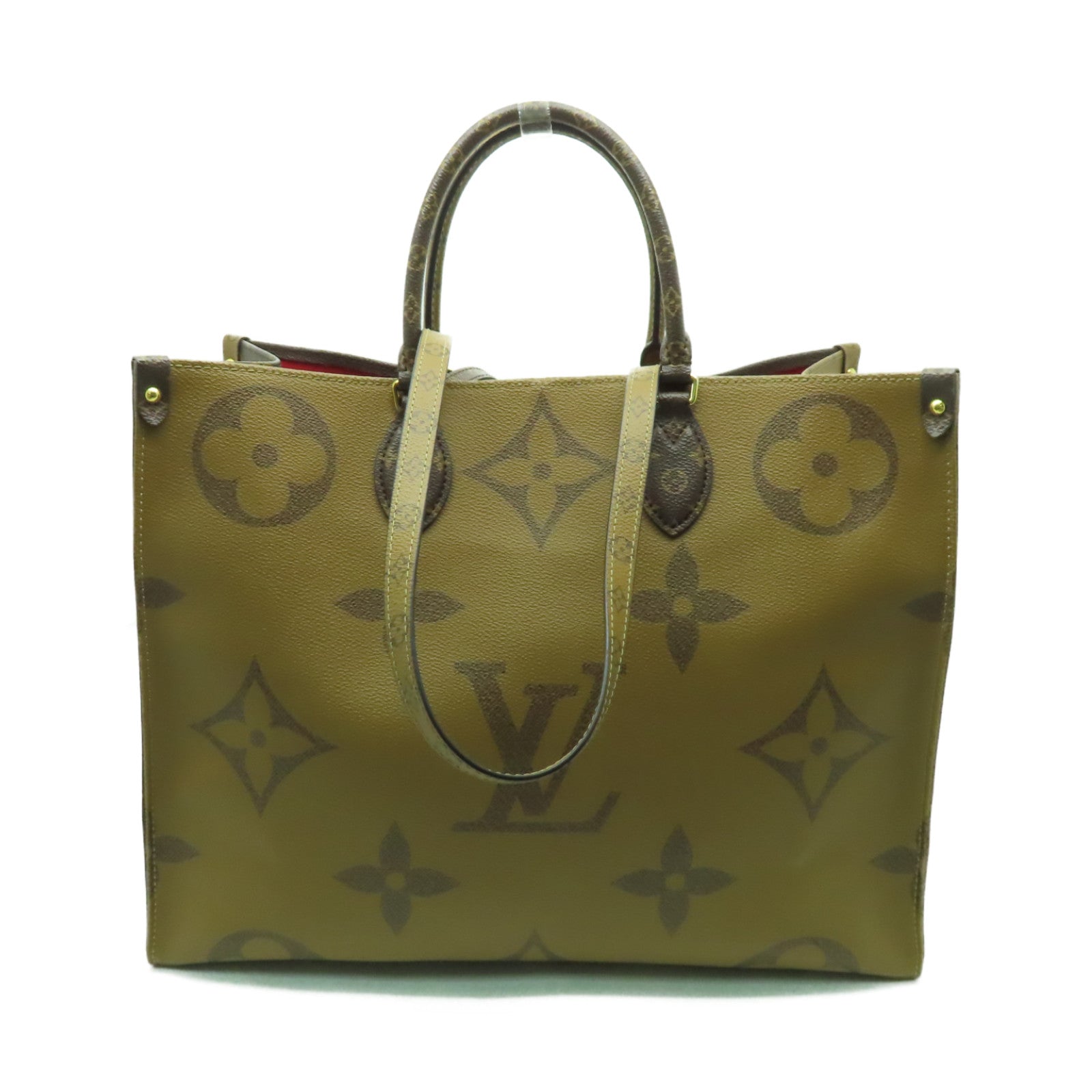 LOUIS VUITTON Monogram Reverse On The Go GM金扣手挽肩背兩用袋啡色