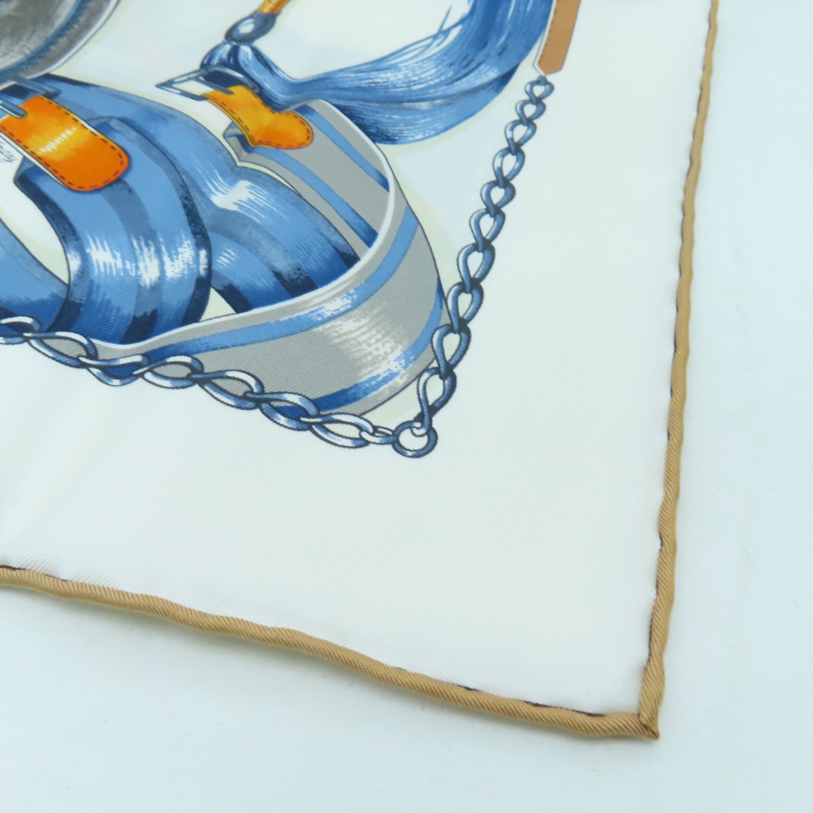 HERMES Silk Scarf White/Color