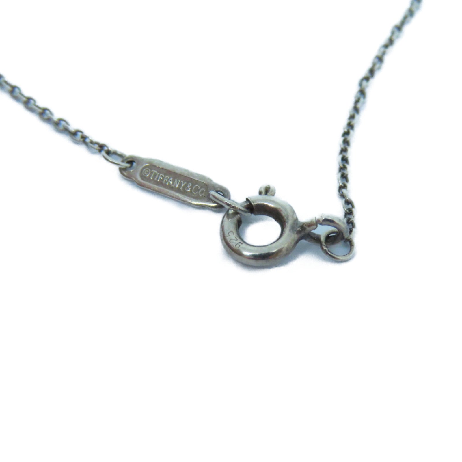 TIFFANY&amp;CO 925 Sterling Silver Mini Double Heart Necklace Silver/Green