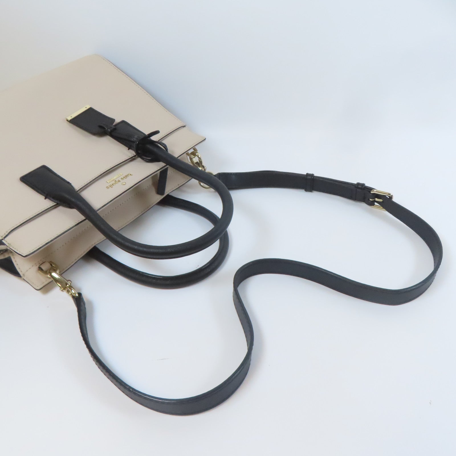 Kate Spade 牛皮皮革Shoulder Bag金扣手挽肩背兩用袋黑色/白色