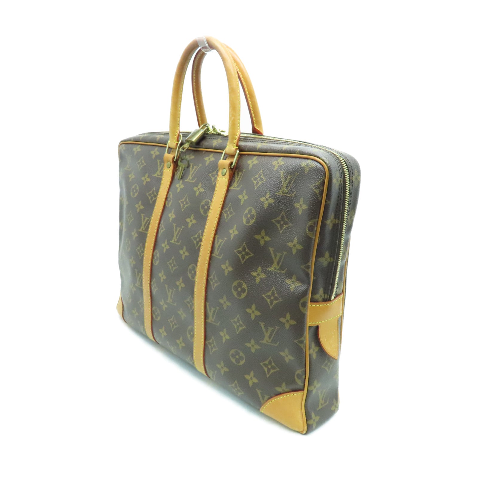 LOUIS VUITTON Monogram Briefcase金扣公事包啡色