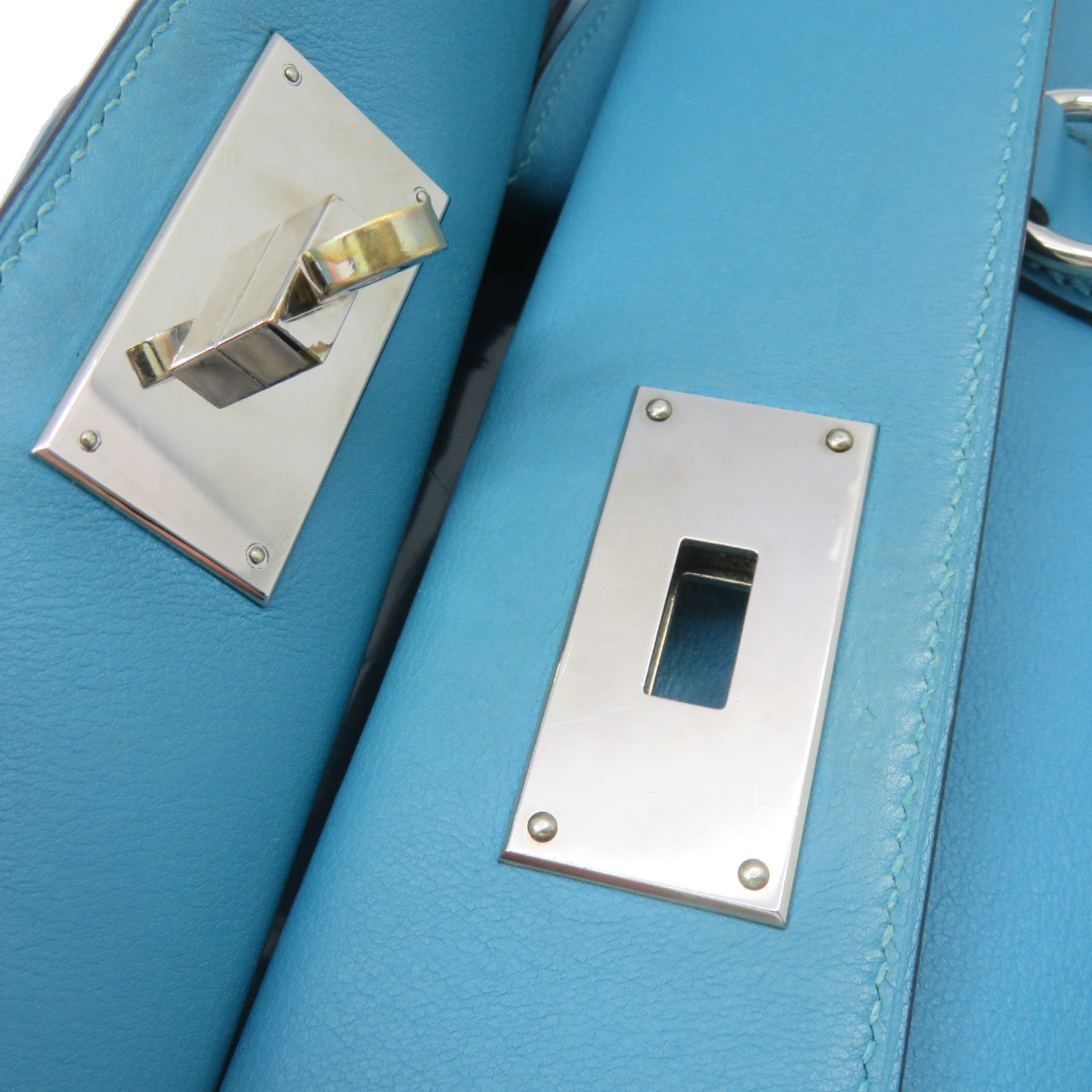 HERMES 【激减优惠】Swift皮革Toolbox 26 2way Shoulder Bag银扣手挽肩背两用袋蓝色