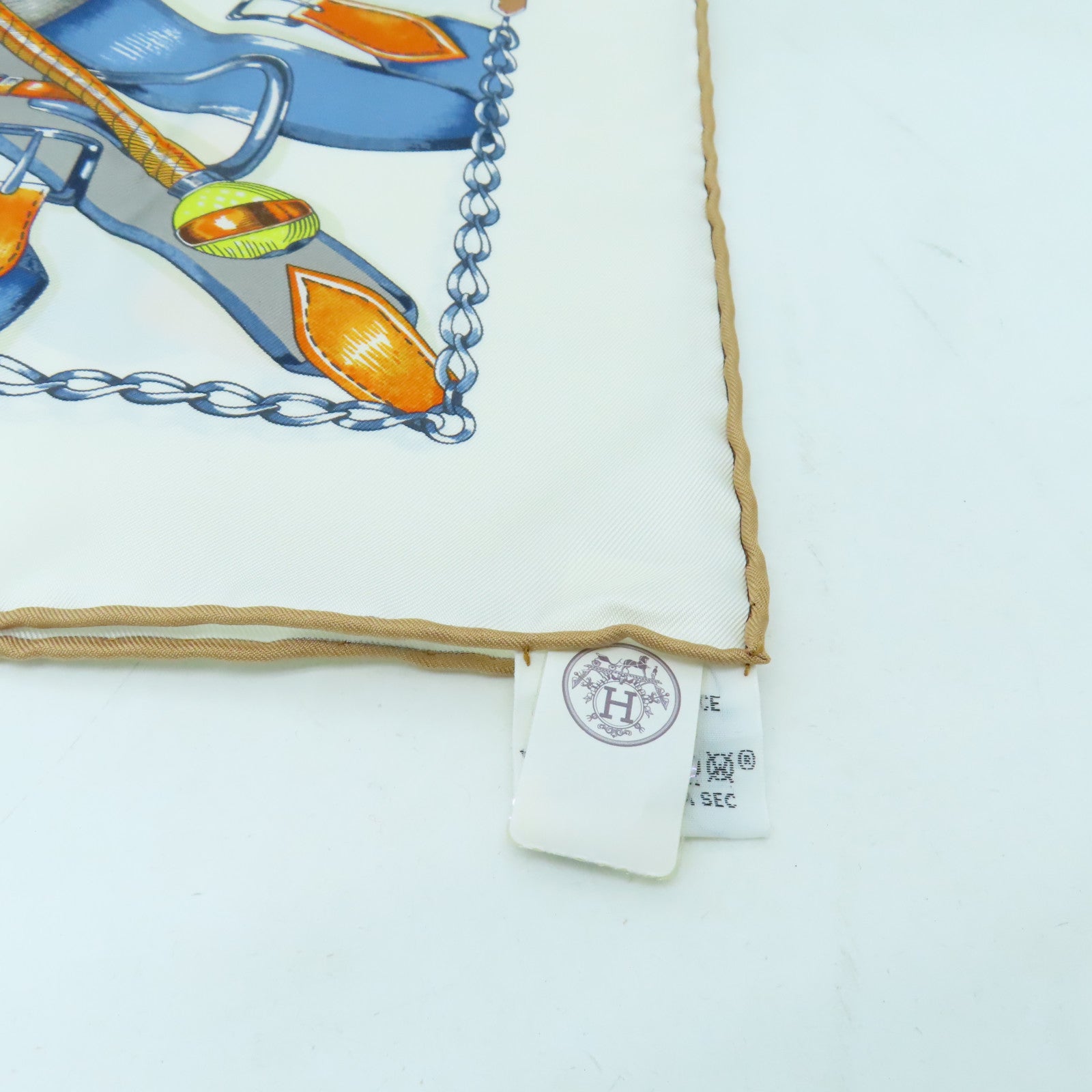 HERMES Silk Scarf White/Color