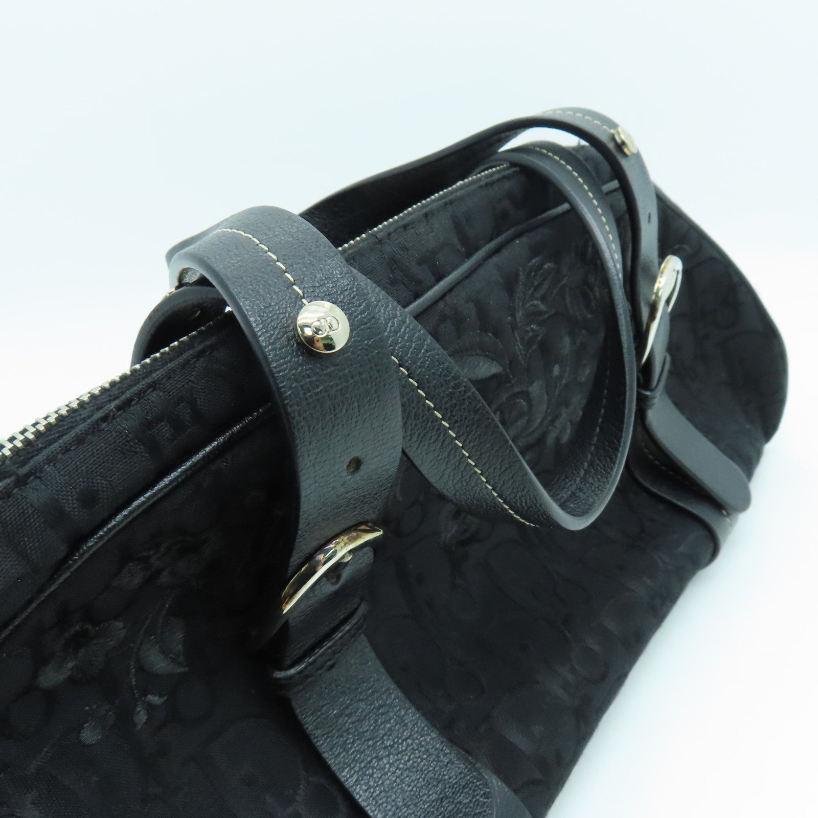 Dior 帆布Handbag銀扣手挽袋黑色