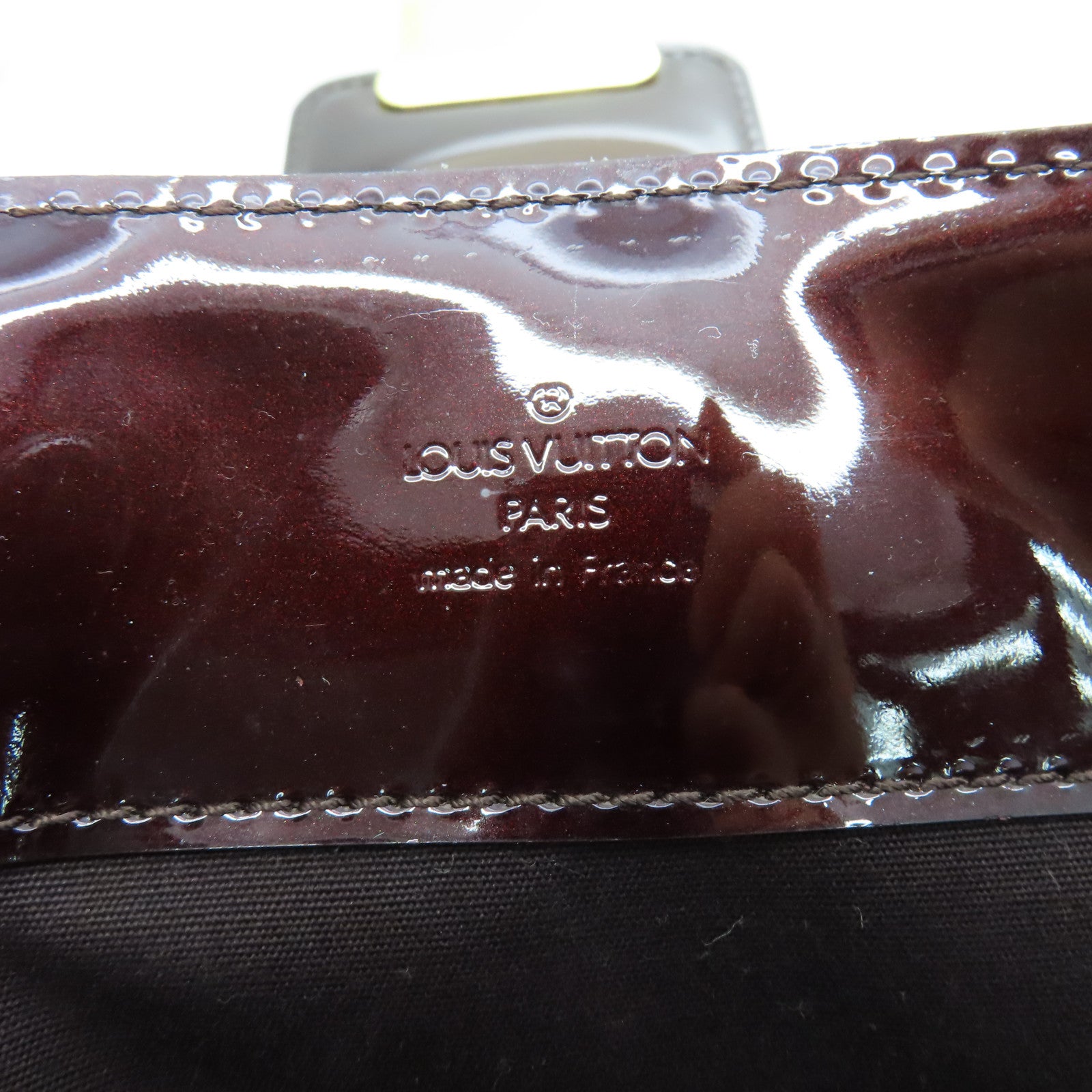 LOUIS VUITTON Vernis Melrose Auenue金扣肩背袋酒紅色