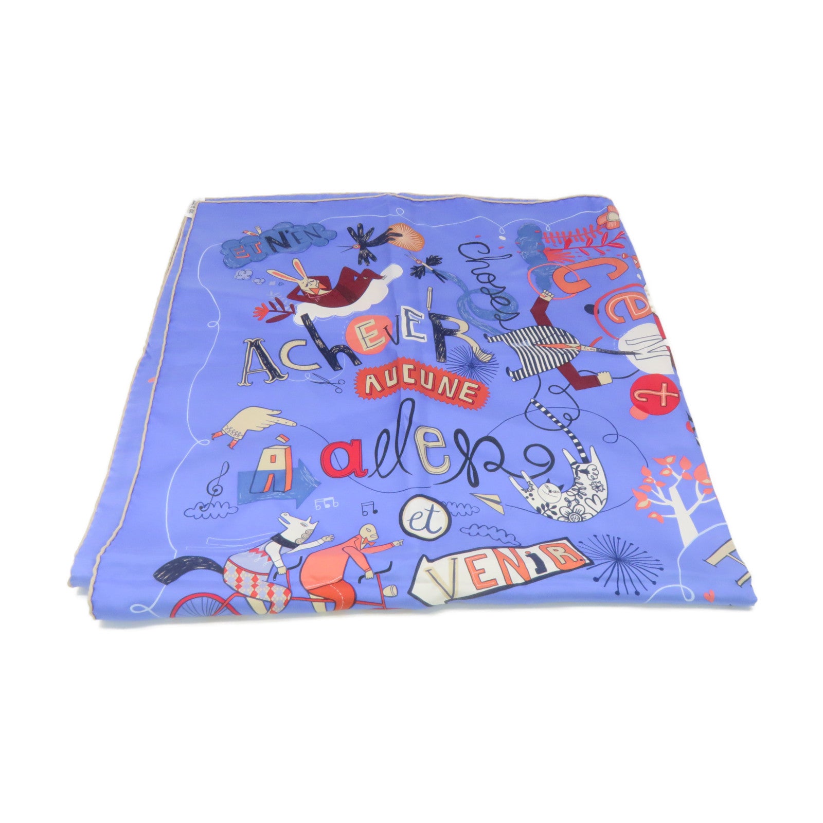 HERMES 【激減優惠】絲質Scarf 90x90絲巾藍色/彩色