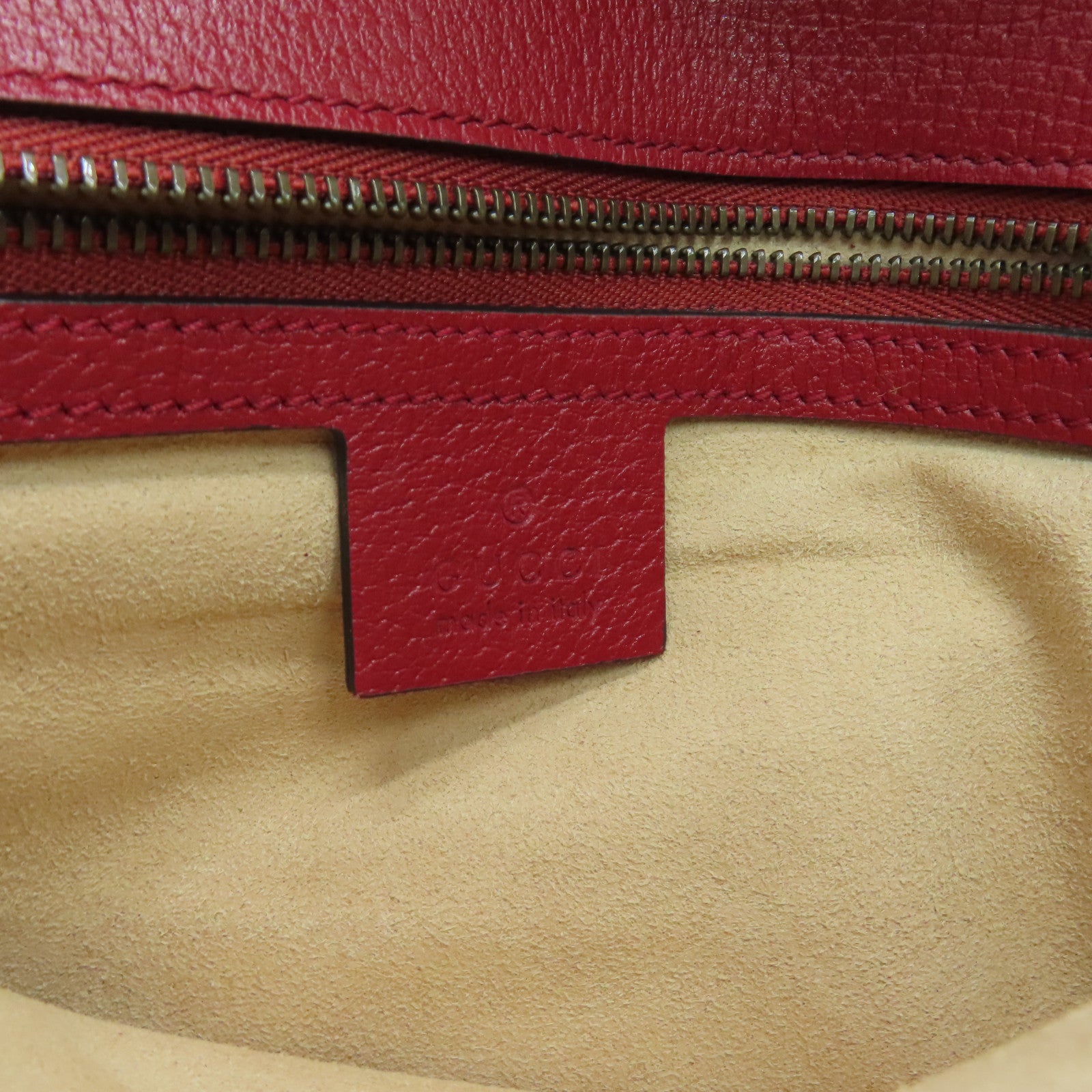 GUCCI 涂层帆布Shoulder Bag肩背袋金扣红色/啡色