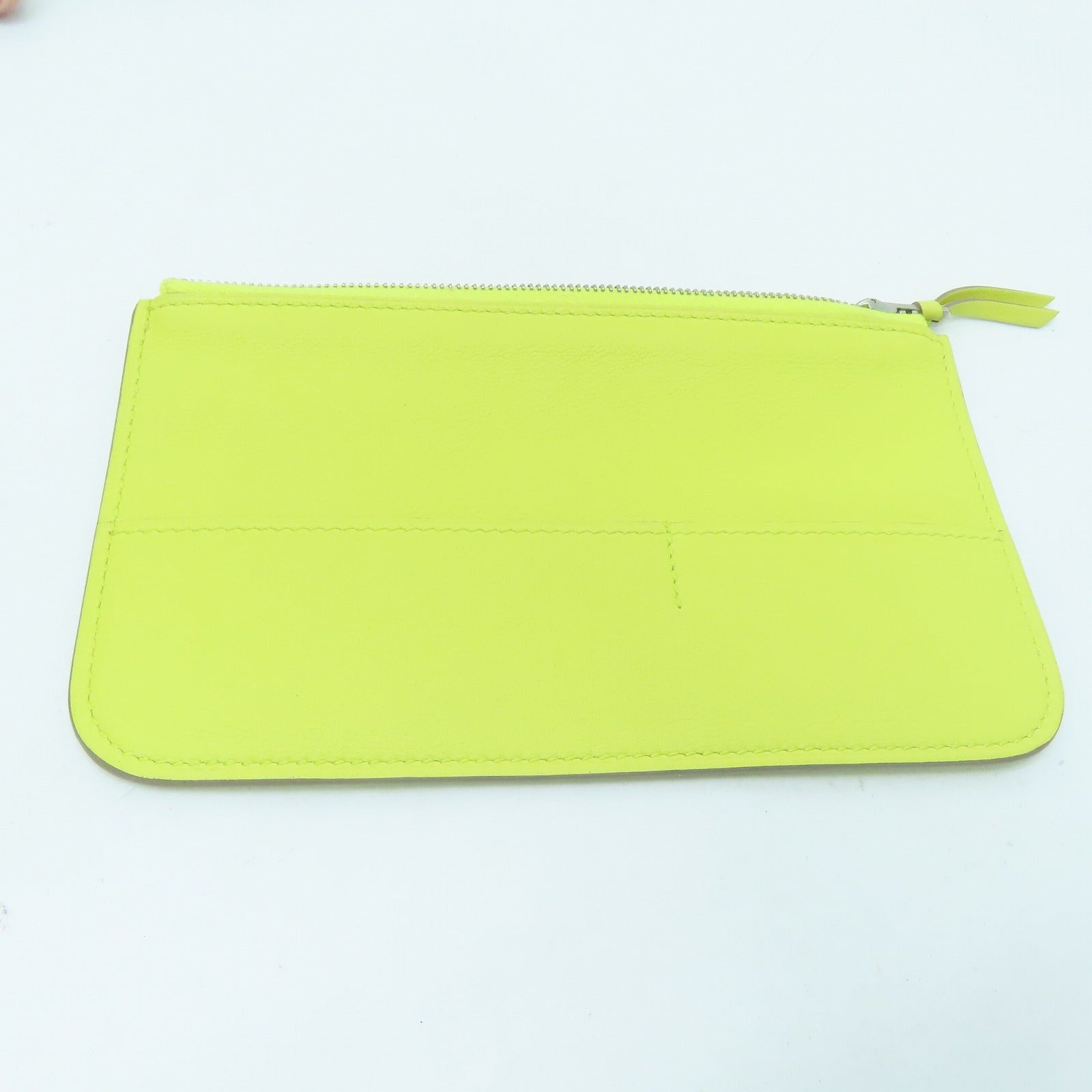HERMES Swift皮革Dongo GM银扣长钱包Lime黄色