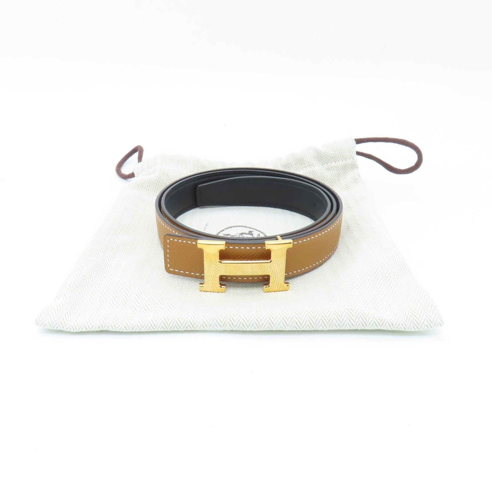 HERMES Epsom Swift皮革Belt 80皮帶Gold/Noir