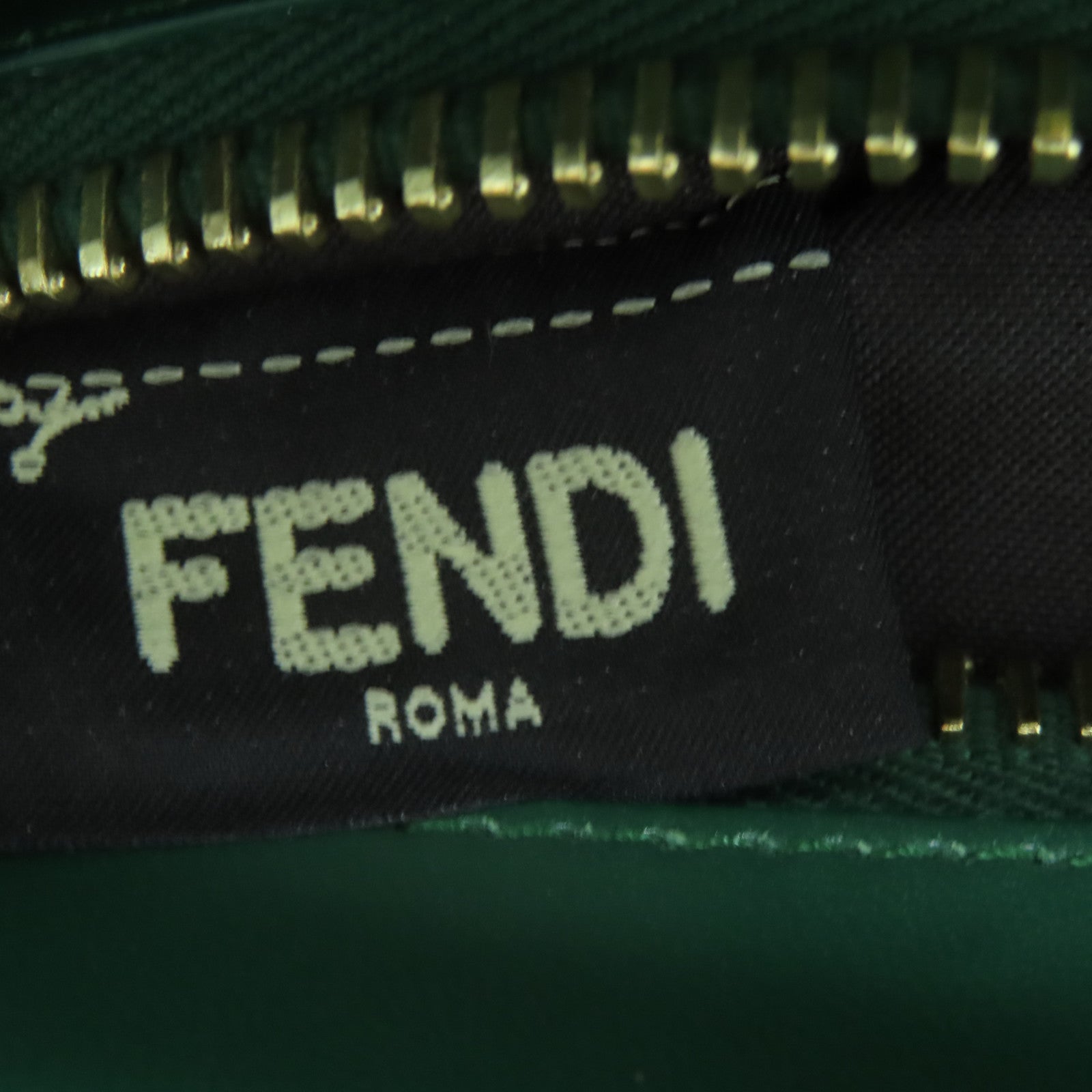 FENDI 蛇皮皮革Peekaboo金扣手挽肩背兩用袋綠色