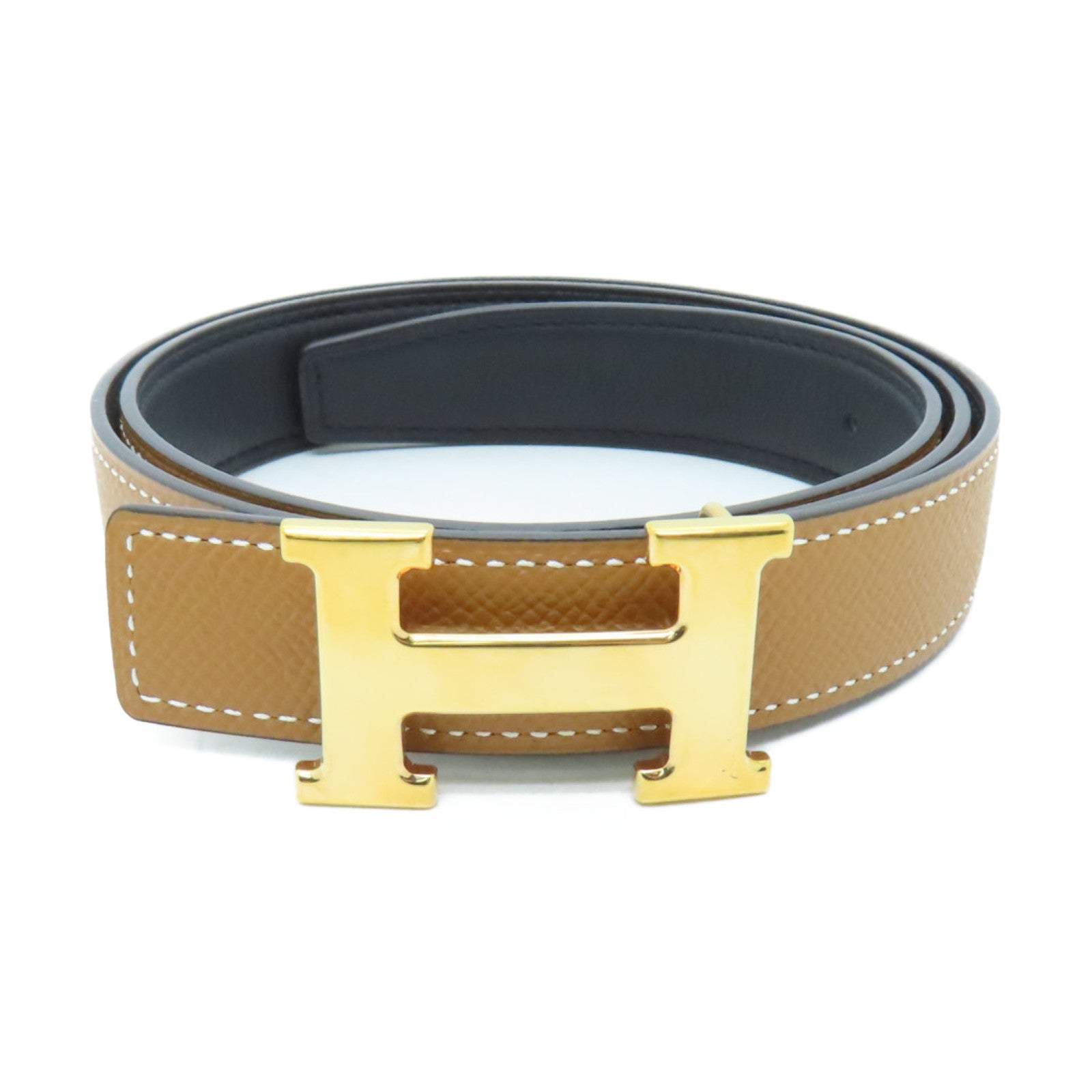 HERMES Epsom Swift皮革Belt 80皮帶Gold/Noir