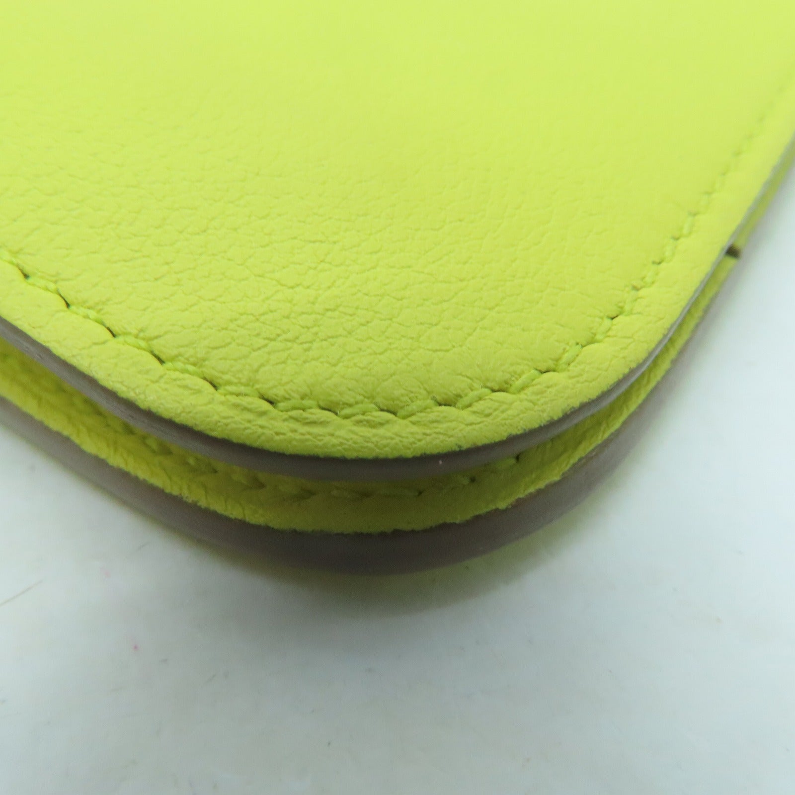 HERMES Swift皮革Dongo GM银扣长钱包Lime黄色