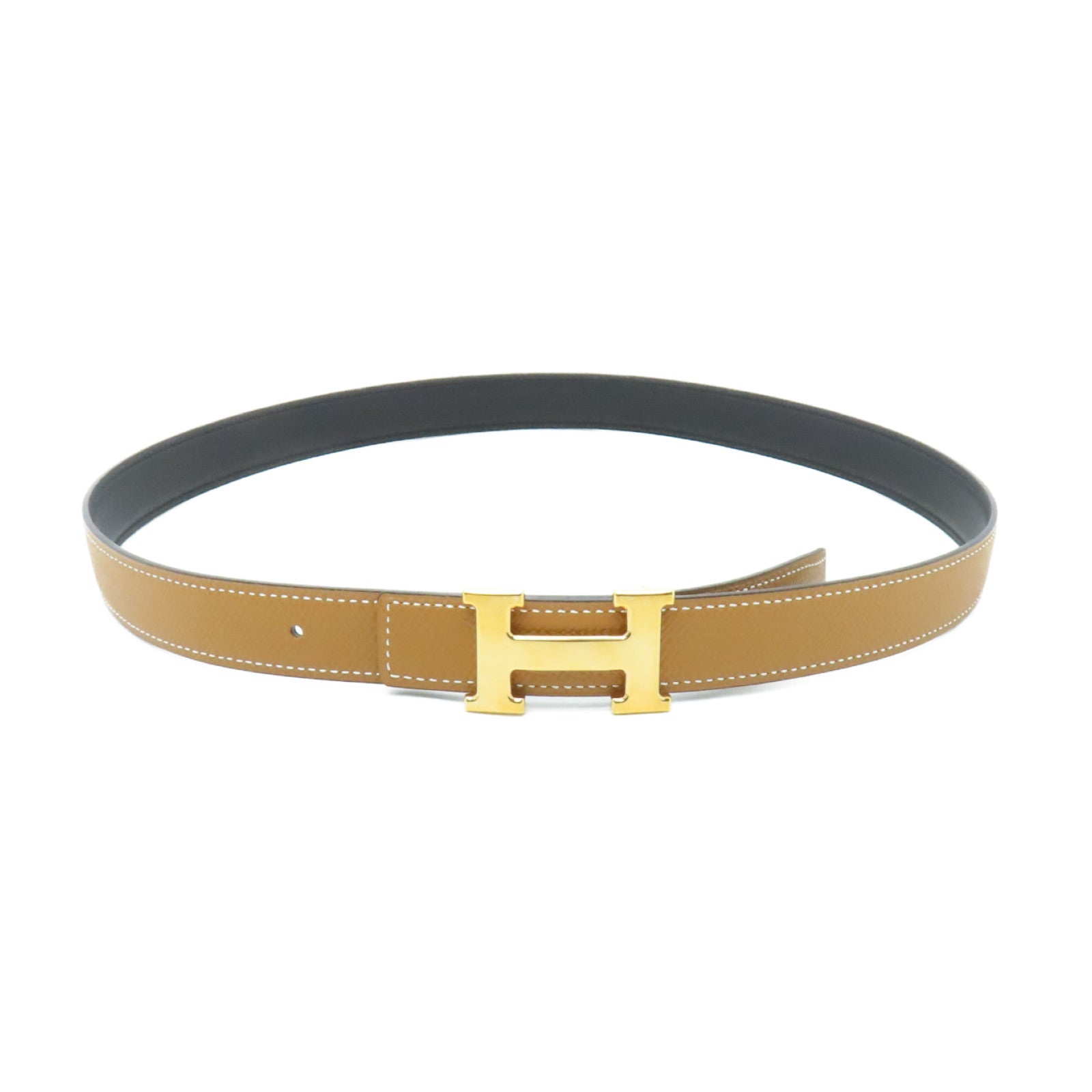 HERMES Epsom Swift皮革Belt 80皮帶Gold/Noir