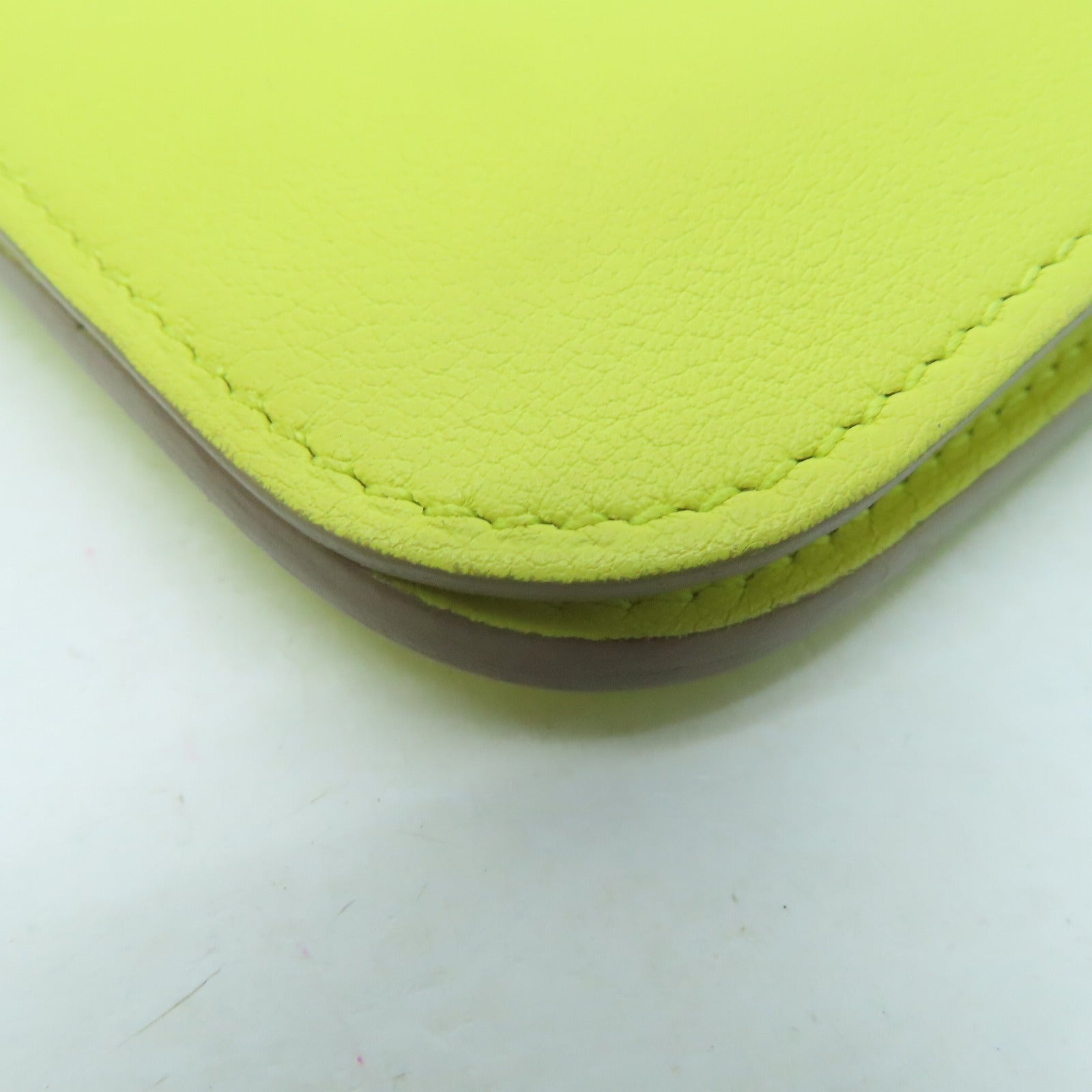 HERMES Swift皮革Dongo GM银扣长钱包Lime黄色