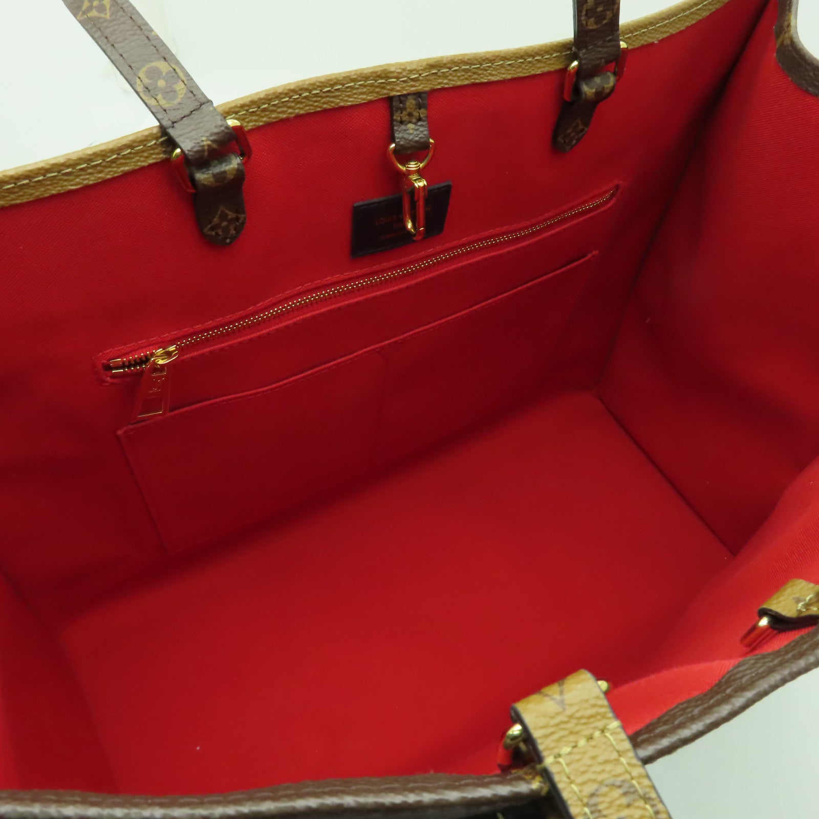 LOUIS VUITTON Monogram Reverse On The Go GM金扣手挽肩背兩用袋啡色