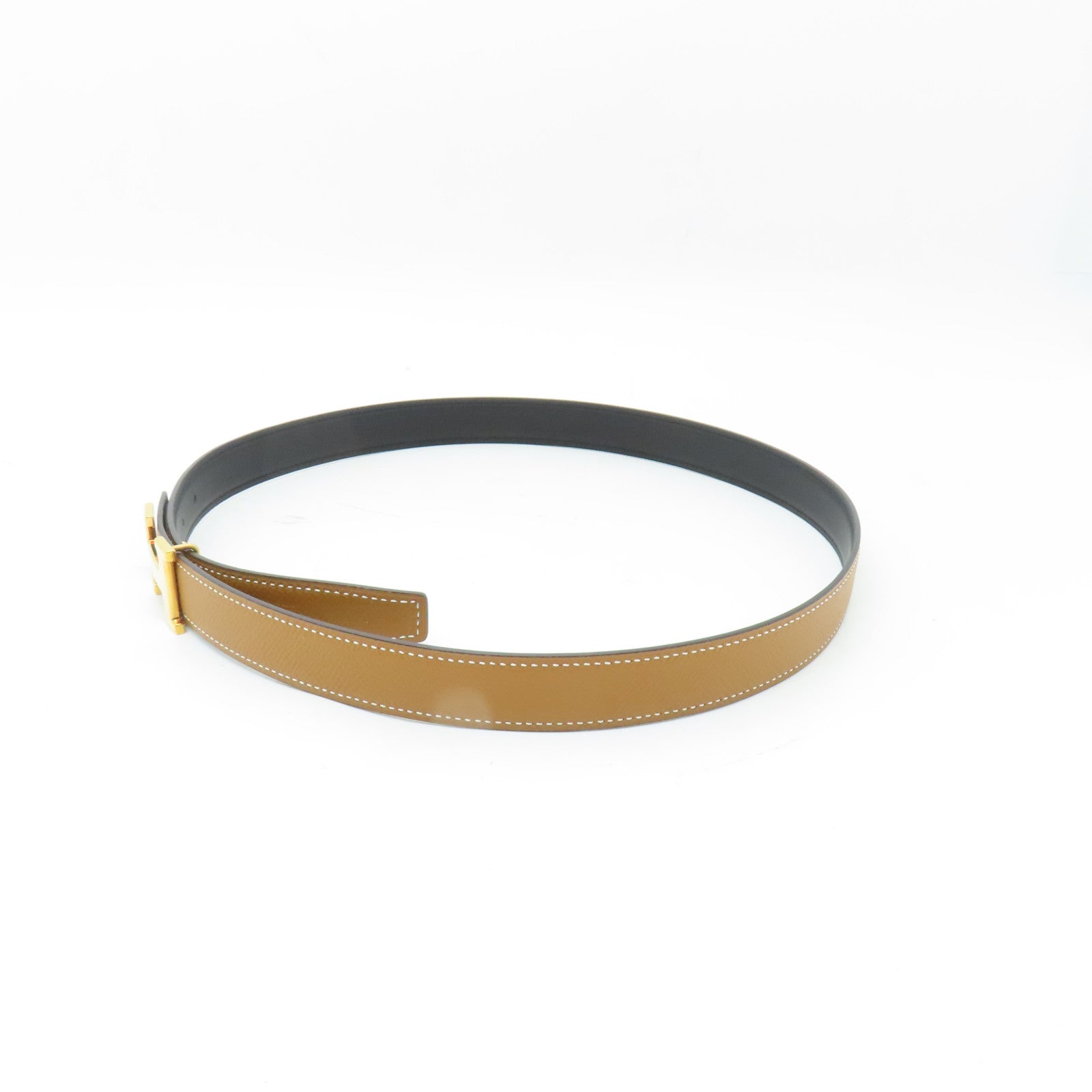 HERMES Epsom Swift皮革Belt 80皮帶Gold/Noir