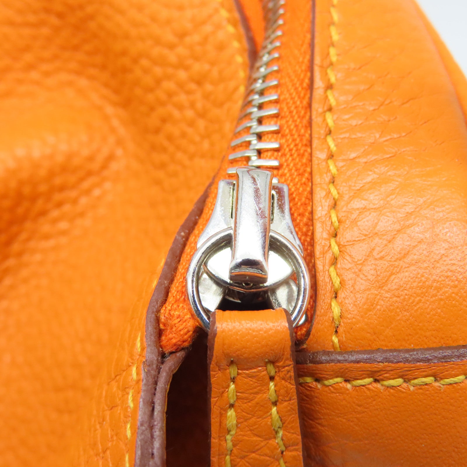 HERMES 【激減優惠】Clemence皮革Lindy 34銀扣手挽肩背兩用袋橙色