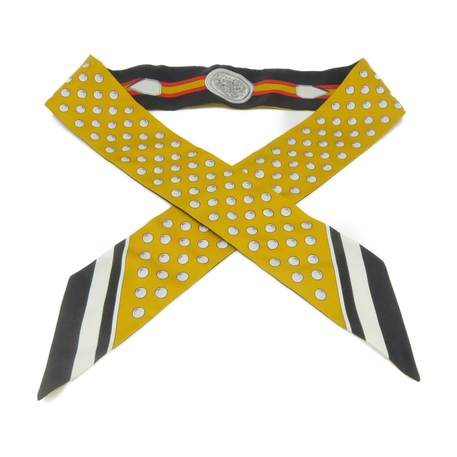 HERMES ツイリー HK-Hermes 100% Silk Yellow HERMES Silk Twilly Scarf Black/Yellow/Color – Brand Off Hong Kong