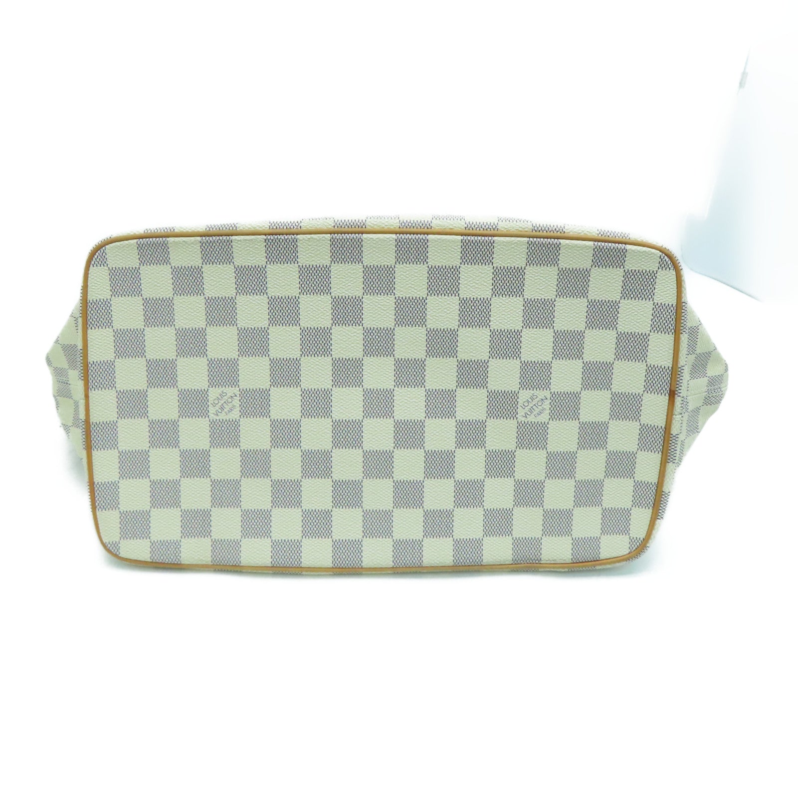 LOUIS VUITTON Damier Azur Saleya MM金扣手挽袋米色