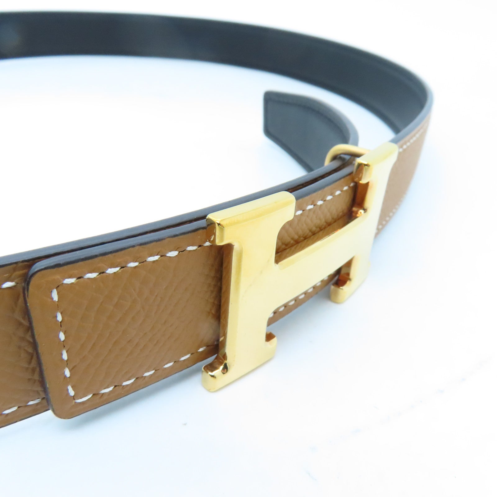 HERMES Epsom Swift皮革Belt 80皮帶Gold/Noir