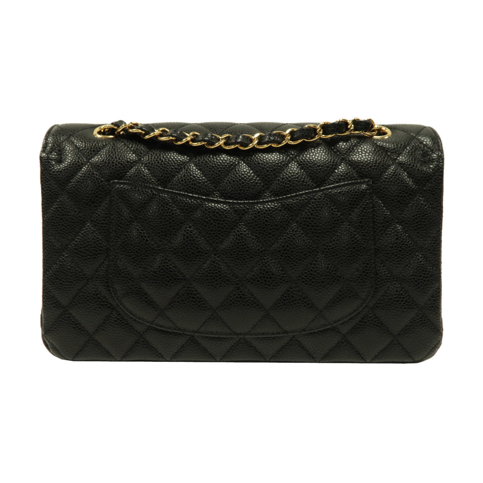 CHANEL 菱格Caviar皮革Classic 25金扣鏈帶肩背袋黑色