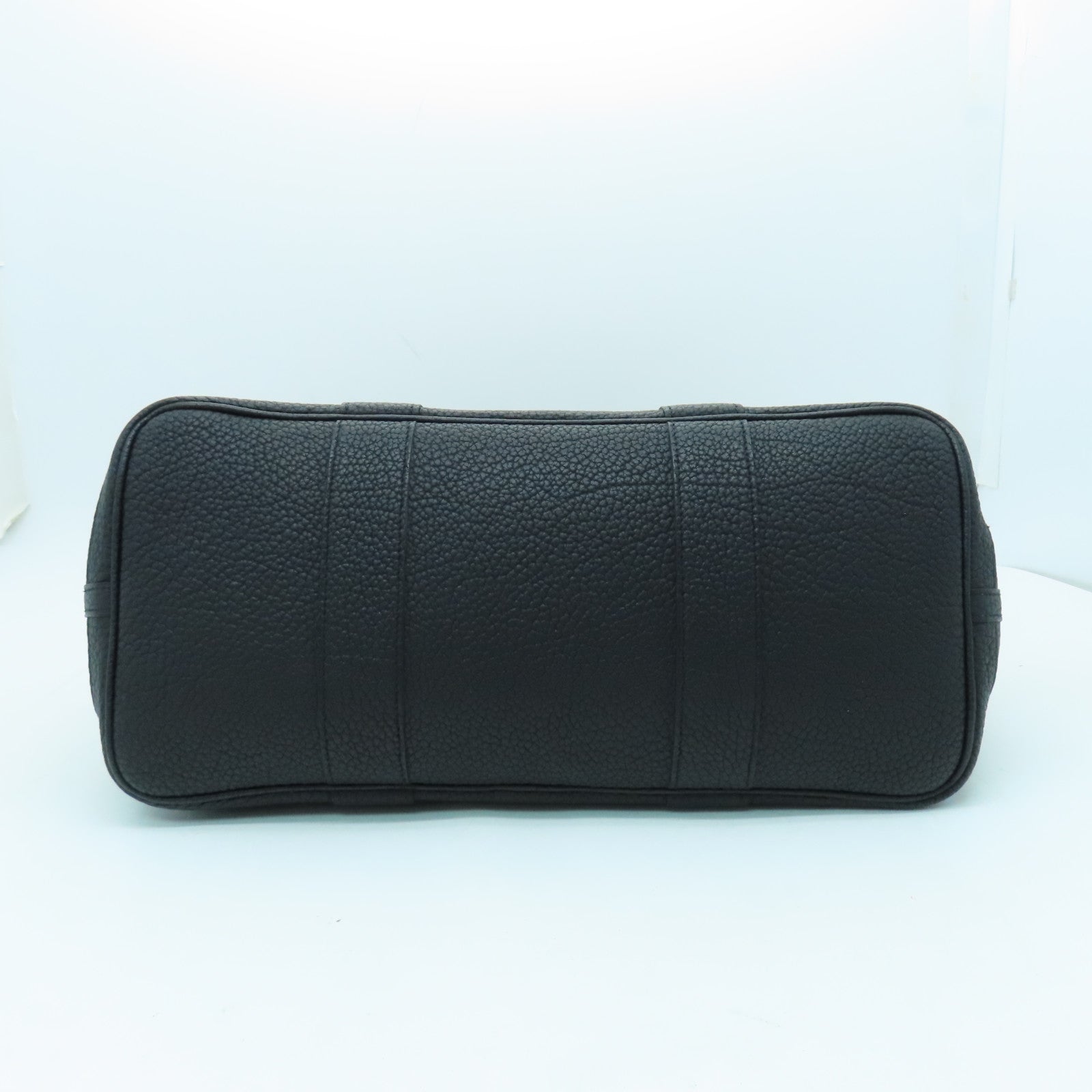 HERMES Negonda Leather GardenParty PM Silver Buckle Handle Bag Black