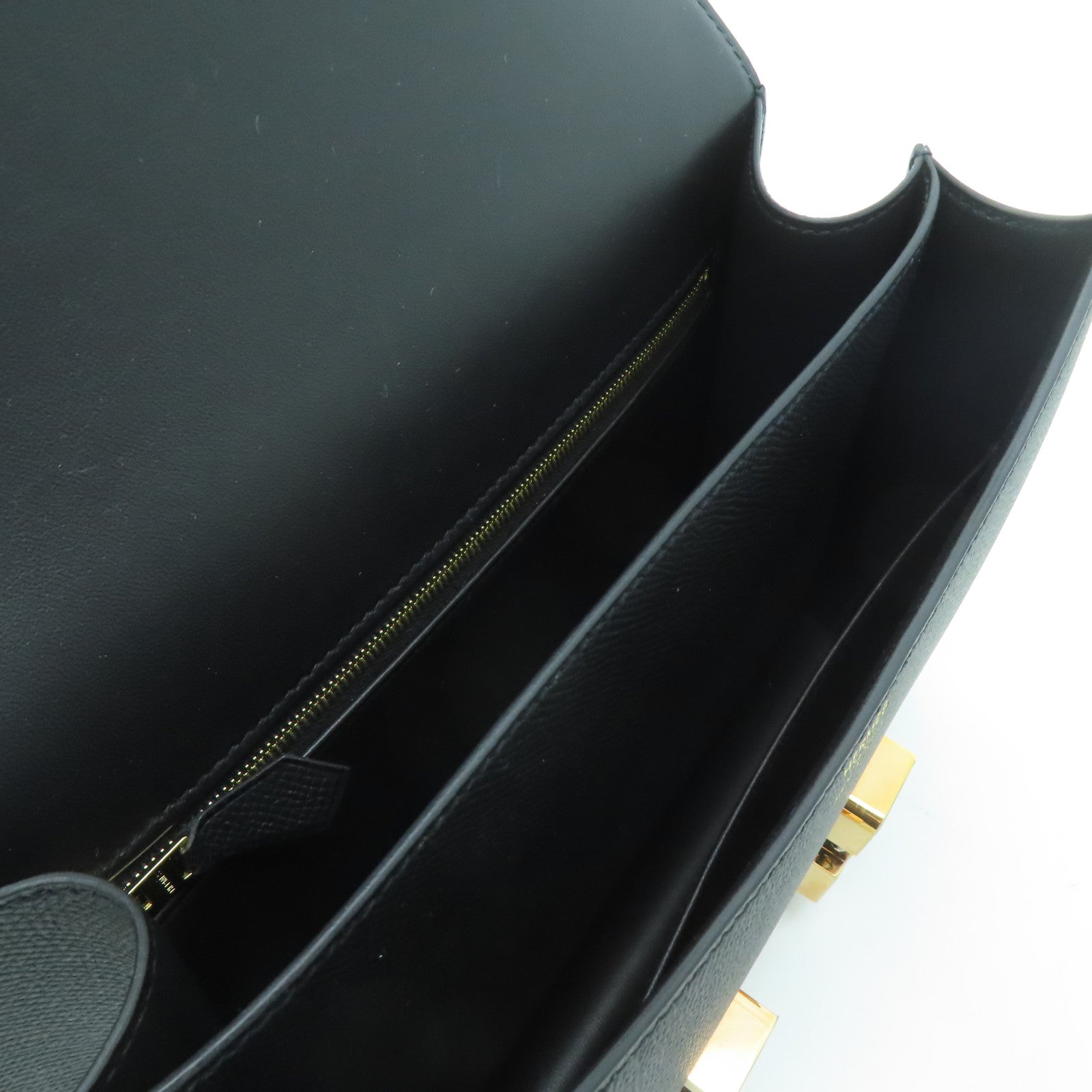 HERMES Epsom皮革Constance 24金扣肩背袋黑色
