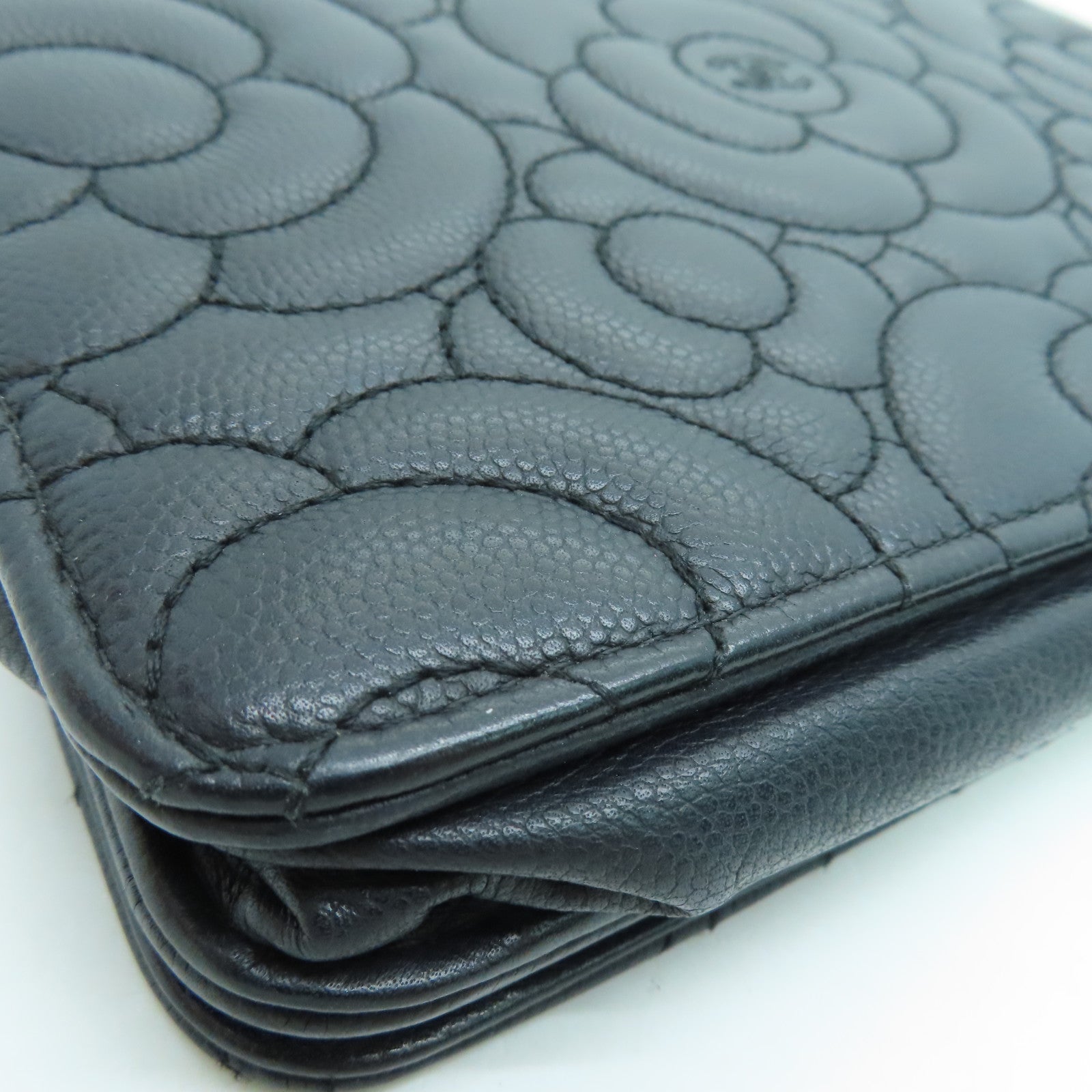 CHANEL Caviar皮革Wallet On Chain链带肩背袋银扣黑色