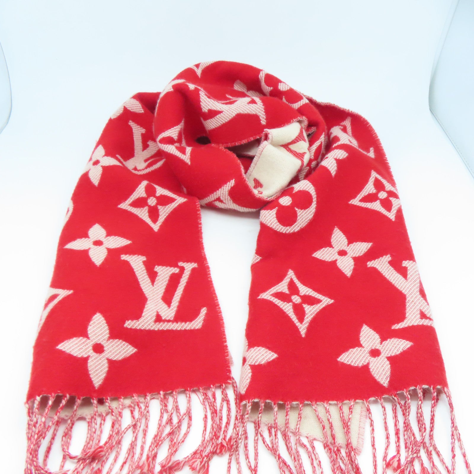 LOUIS VUITTON 羊毛Simply LV Scarf圍巾紅色