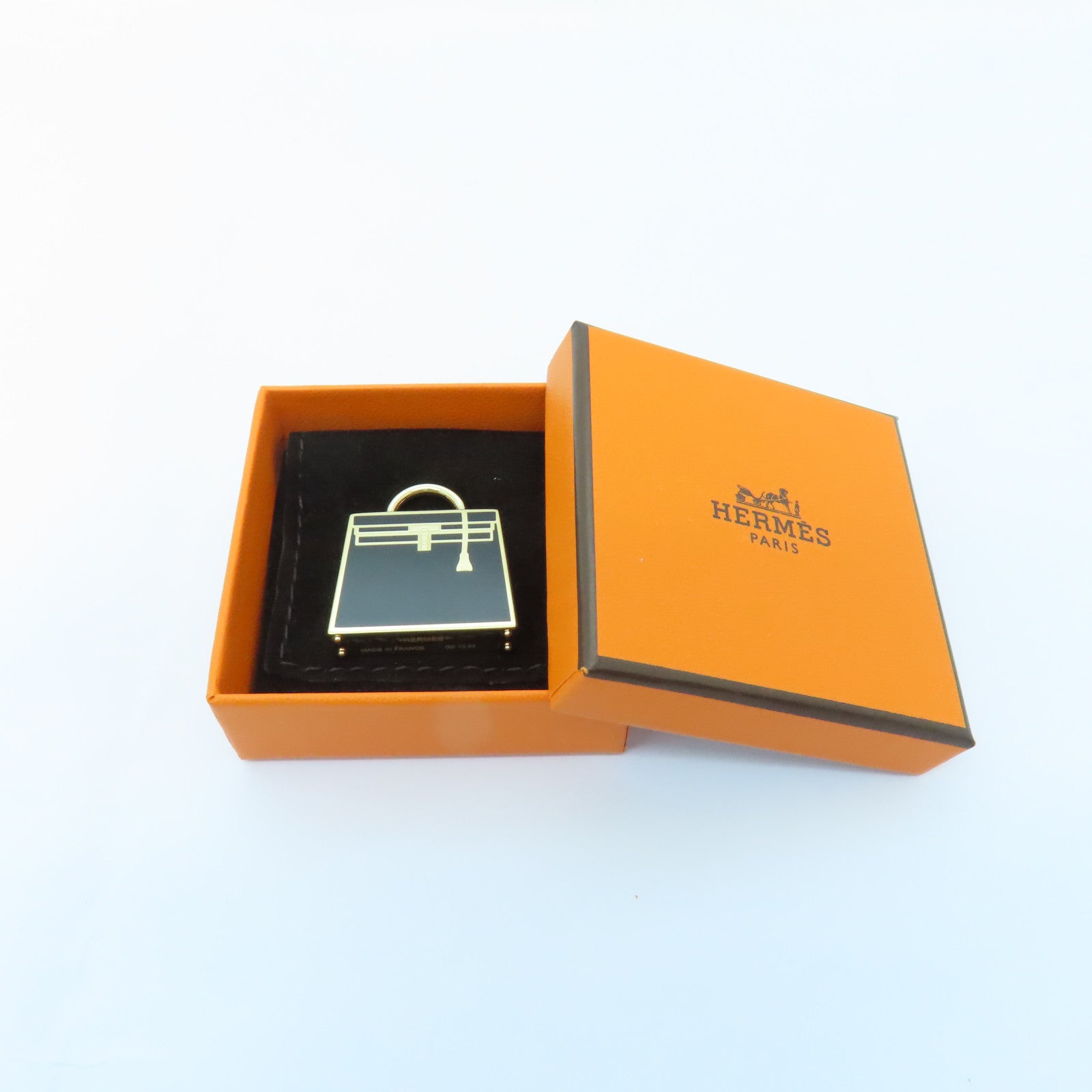 HERMES 金屬Palladium Plated Kelly Charm掛飾黑色/金色