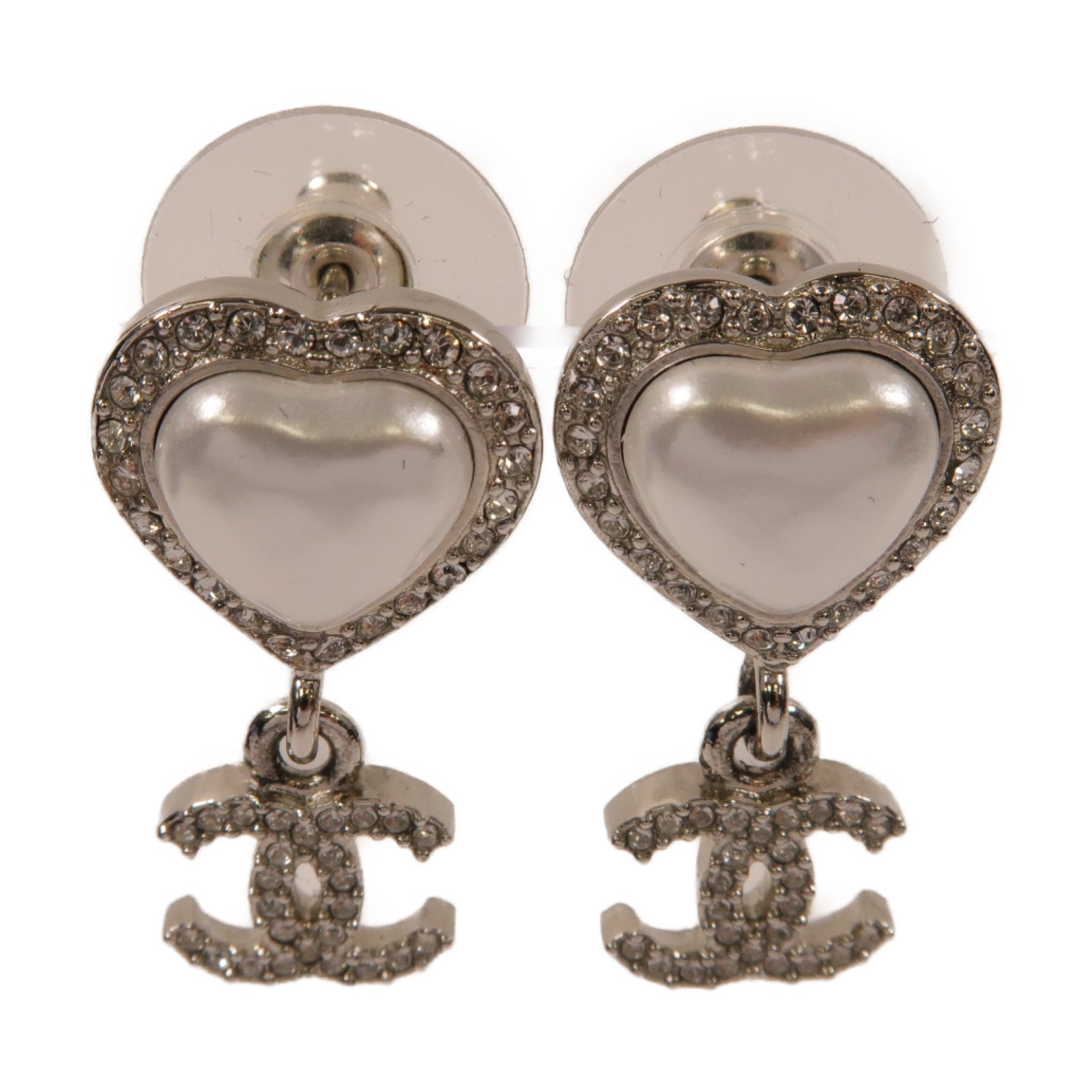 CHANEL 水晶Earrings耳環白色/銀色