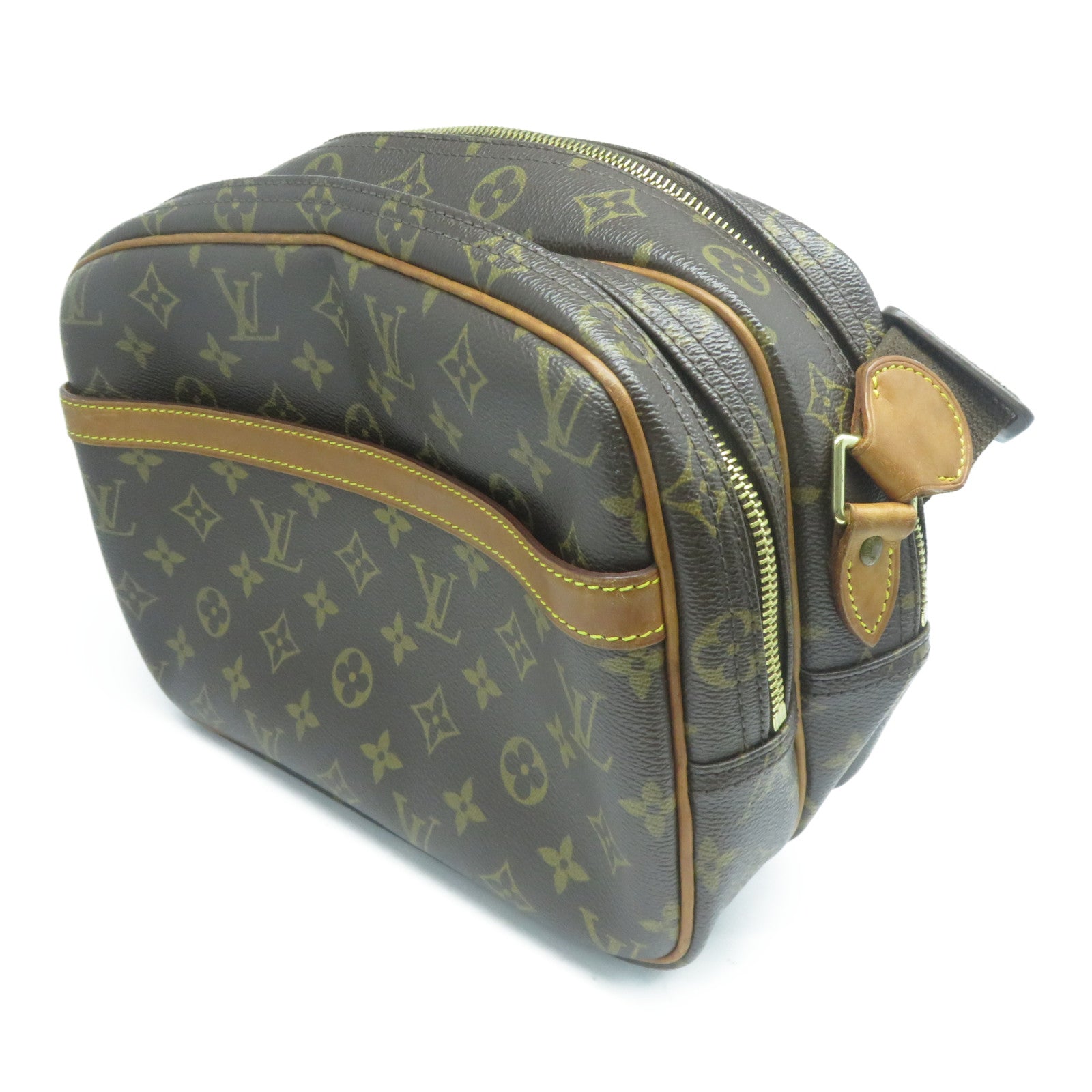 LOUIS VUITTON Monogram Reporter金扣肩背袋啡色