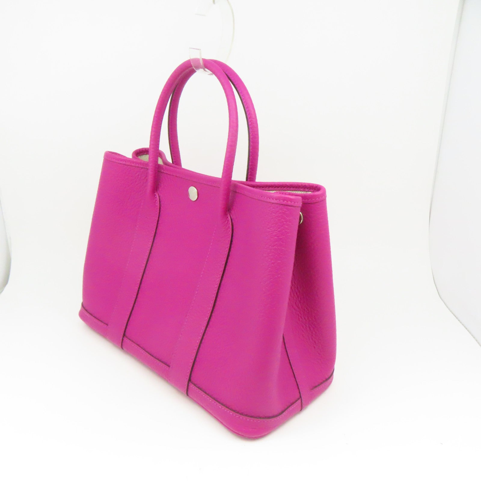 HERMES Negonda皮革Garden Party TPM銀扣手挽袋Rose Pourpre紫色