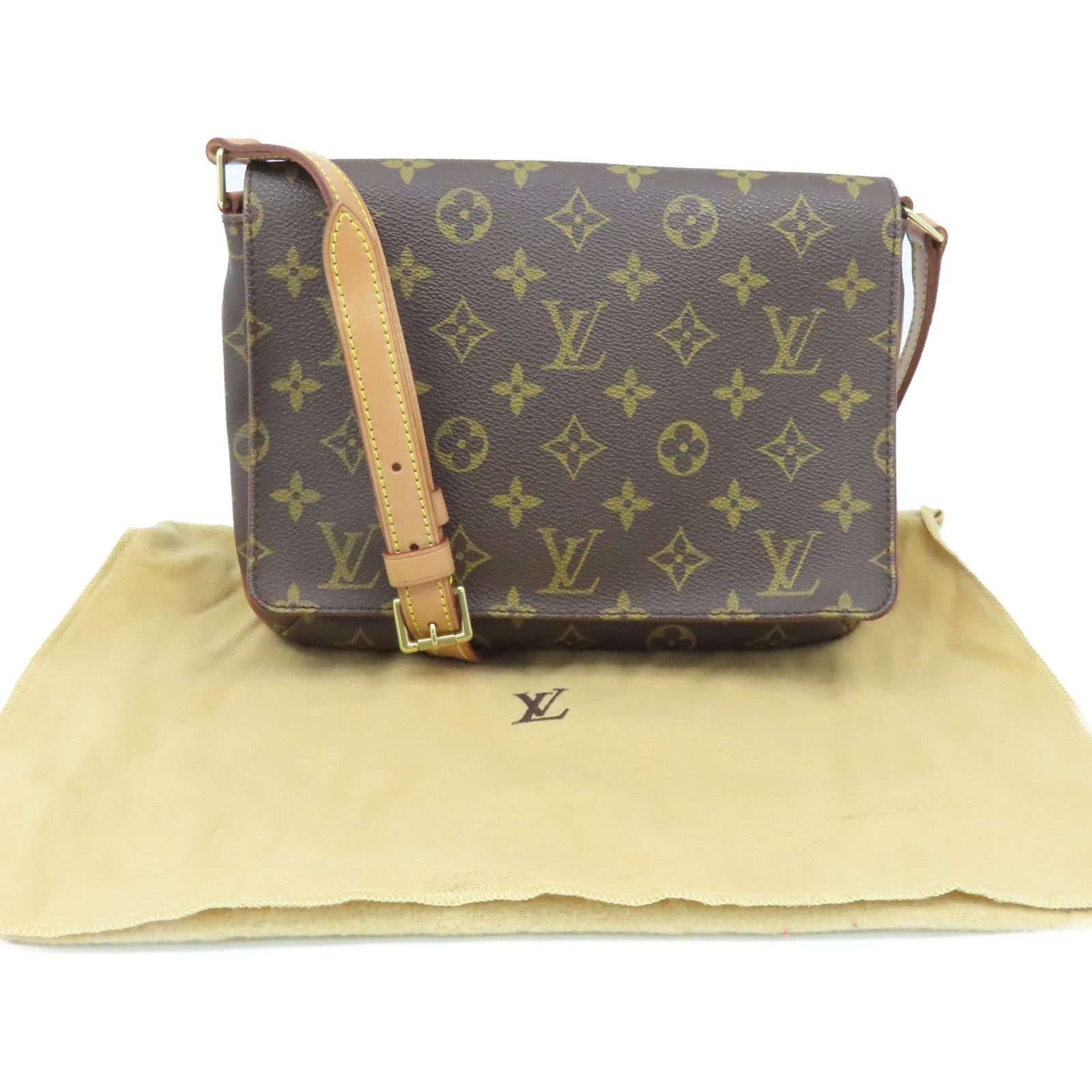 LOUIS VUITTON Monogram Musette Tango Shoulder Bag金扣肩背袋啡色