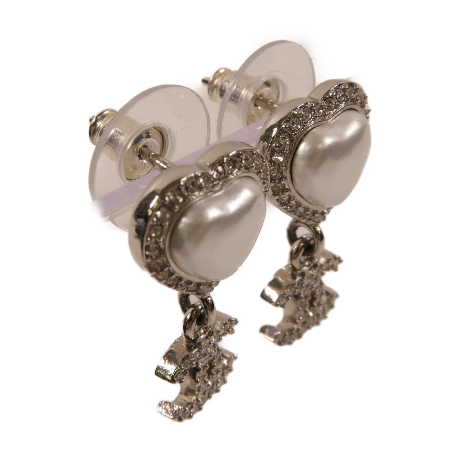 CHANEL 水晶Earrings耳環白色/銀色