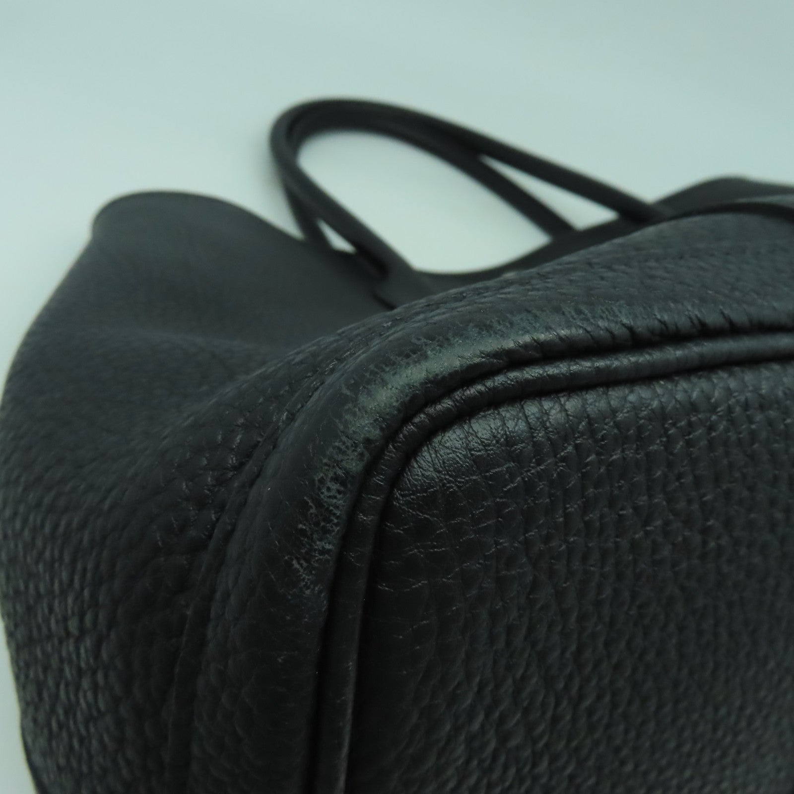 HERMES Negonda皮革Garden Party PM銀扣手挽袋Noir黑色