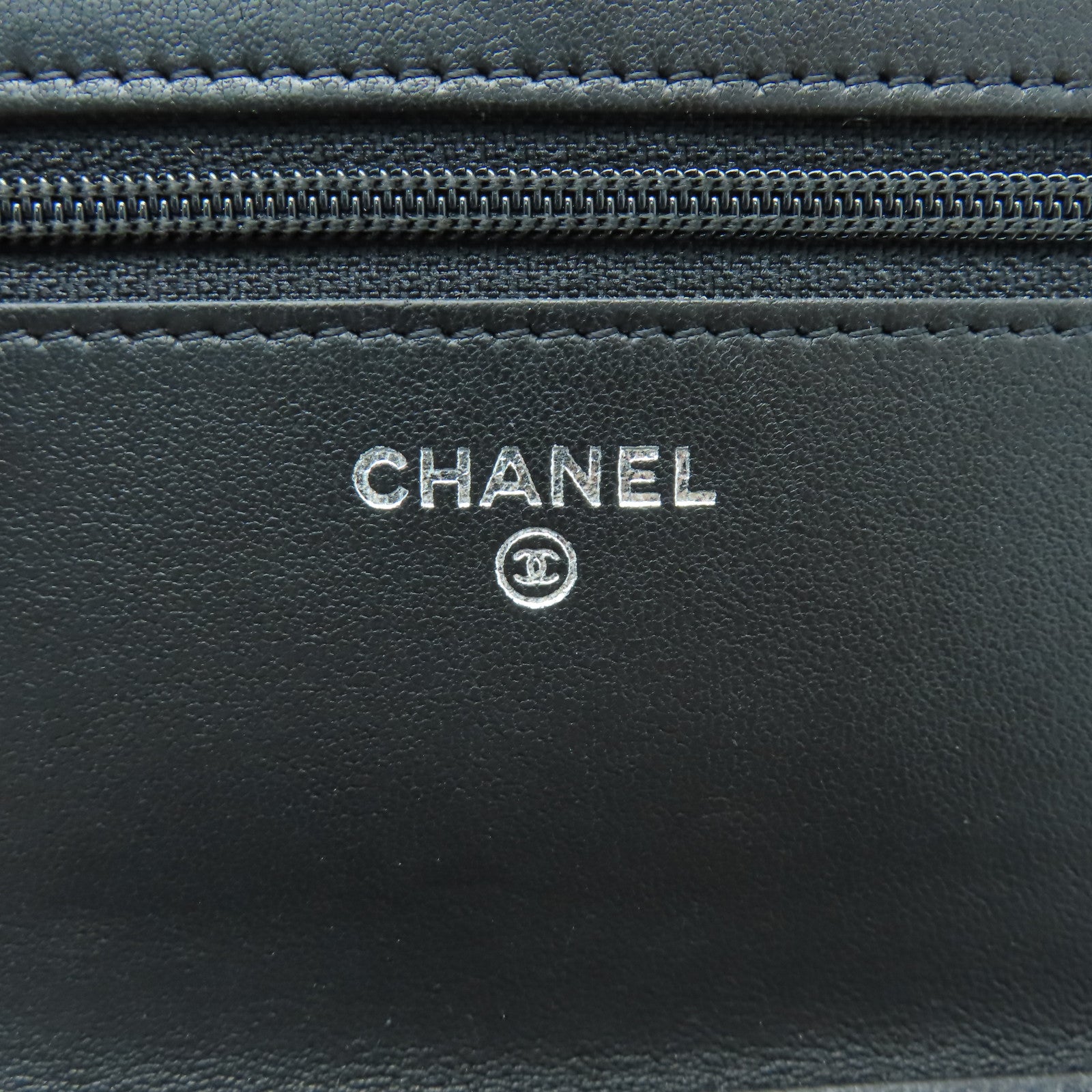 CHANEL 牛皮皮革Wallet On Chain銀扣鏈帶肩背袋黑色