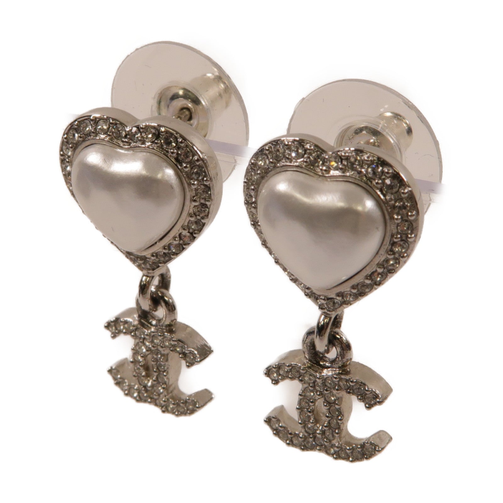 CHANEL 水晶Earrings耳環白色/銀色