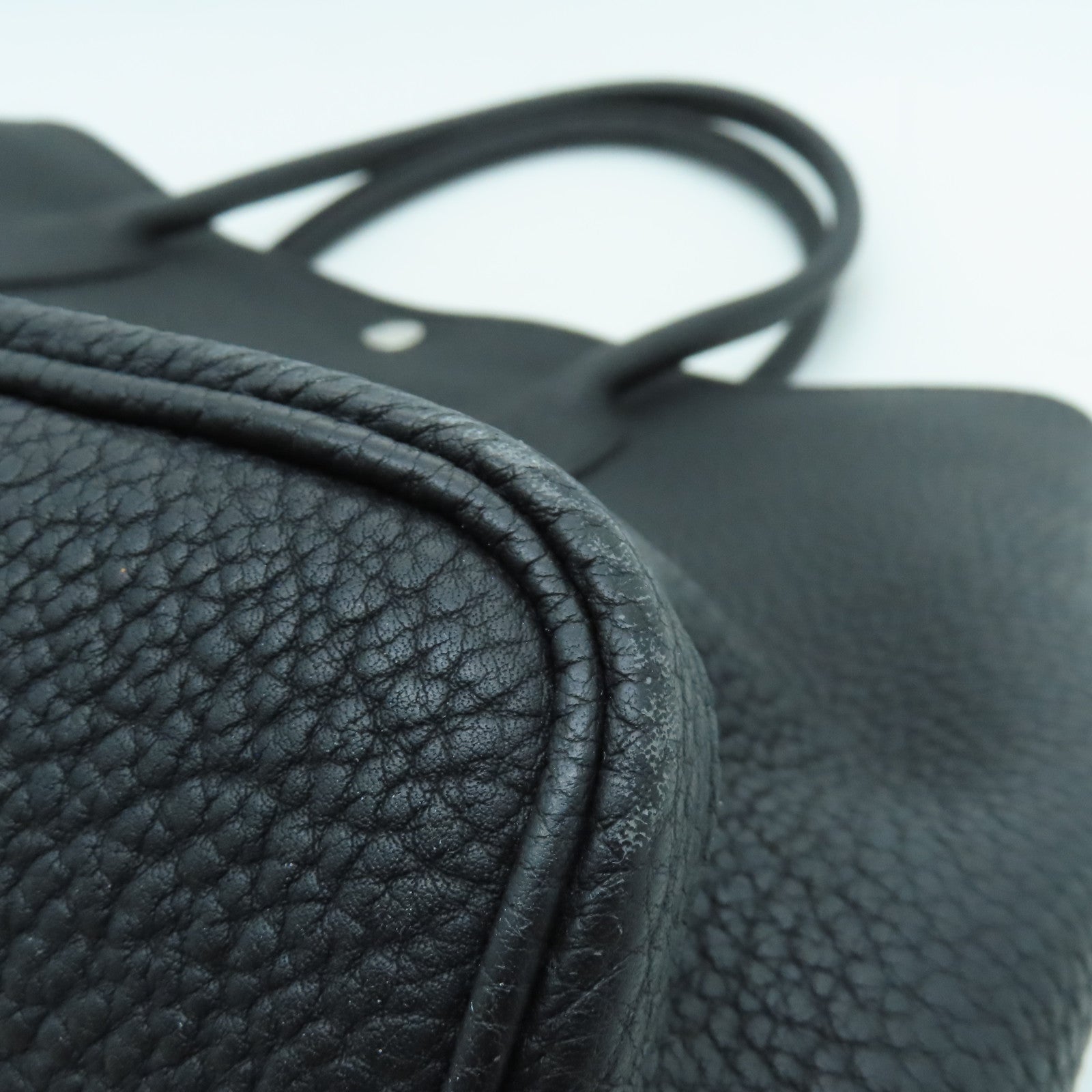 HERMES Negonda Leather GardenParty PM Silver Buckle Handle Bag Black