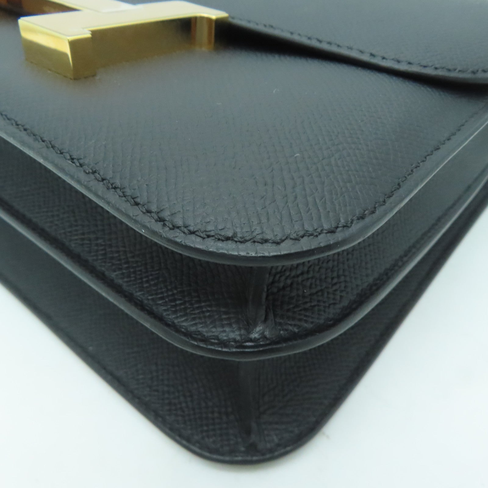 HERMES Epsom皮革Constance 24金扣肩背袋黑色