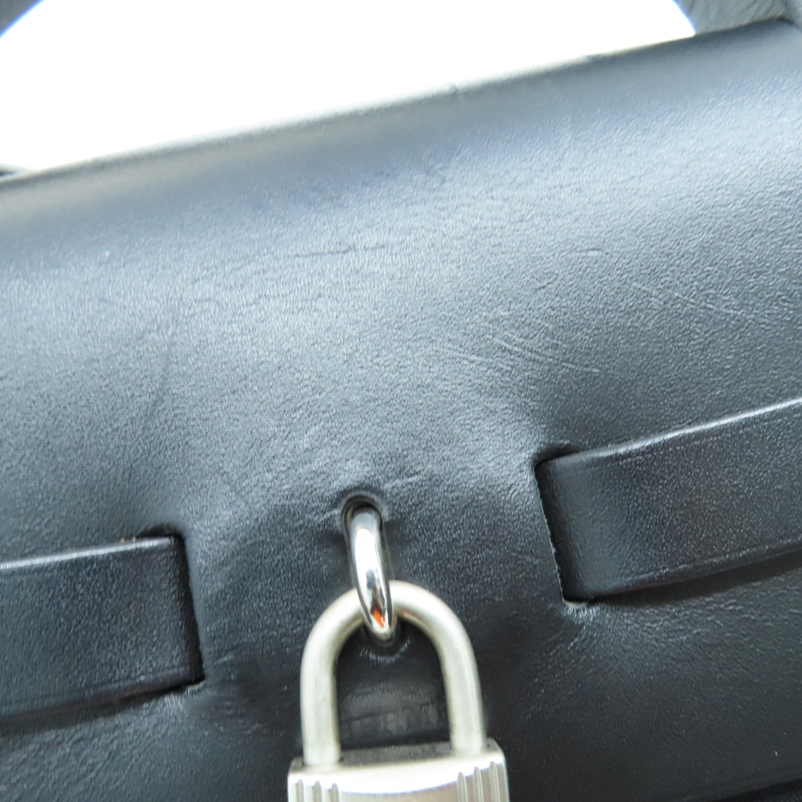 HERMES 帆布Herbag MM銀扣手挽肩背兩用袋黑色