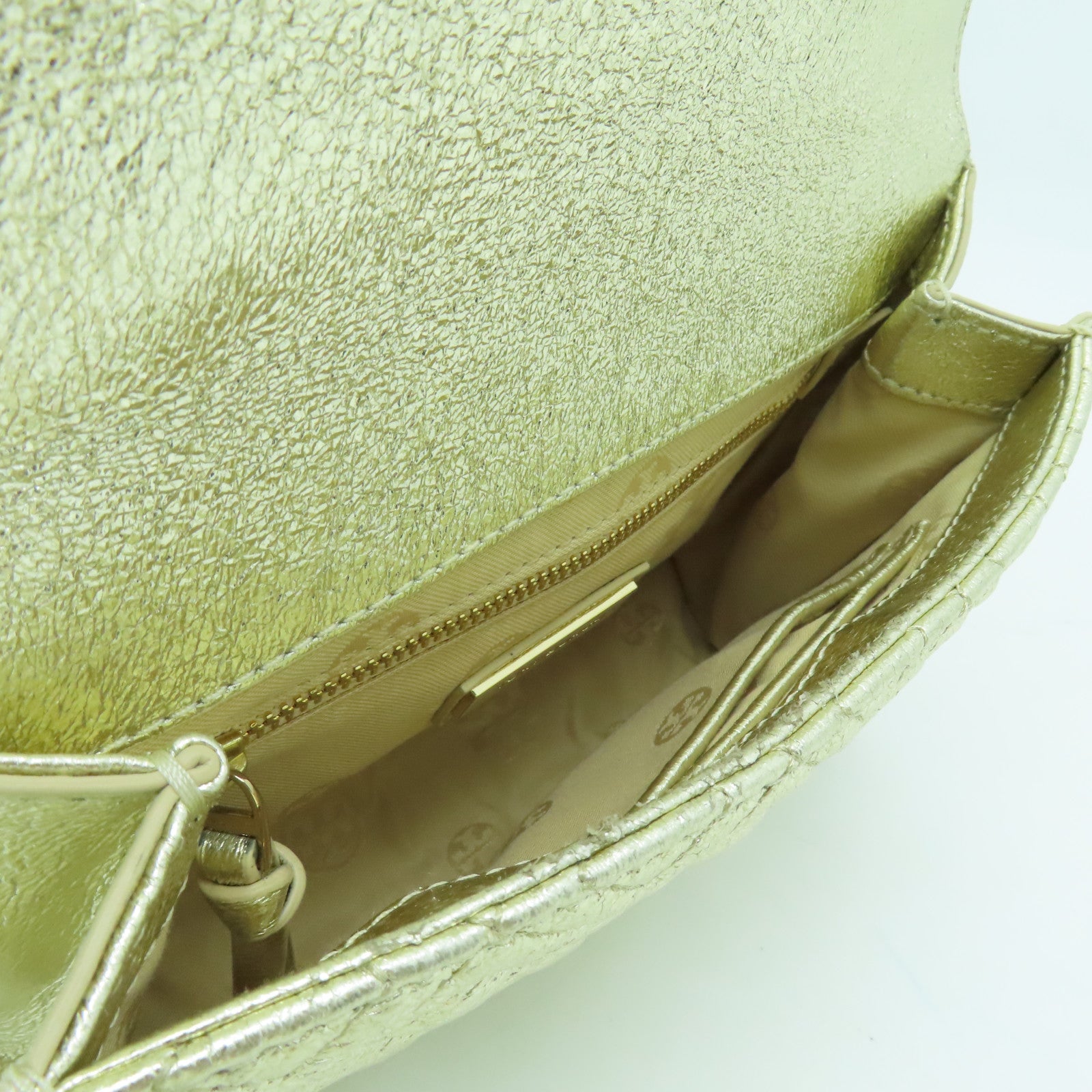 Tory Burch cowhide leather Chain Shoulder Bag gold buckle shoulder bag gold
