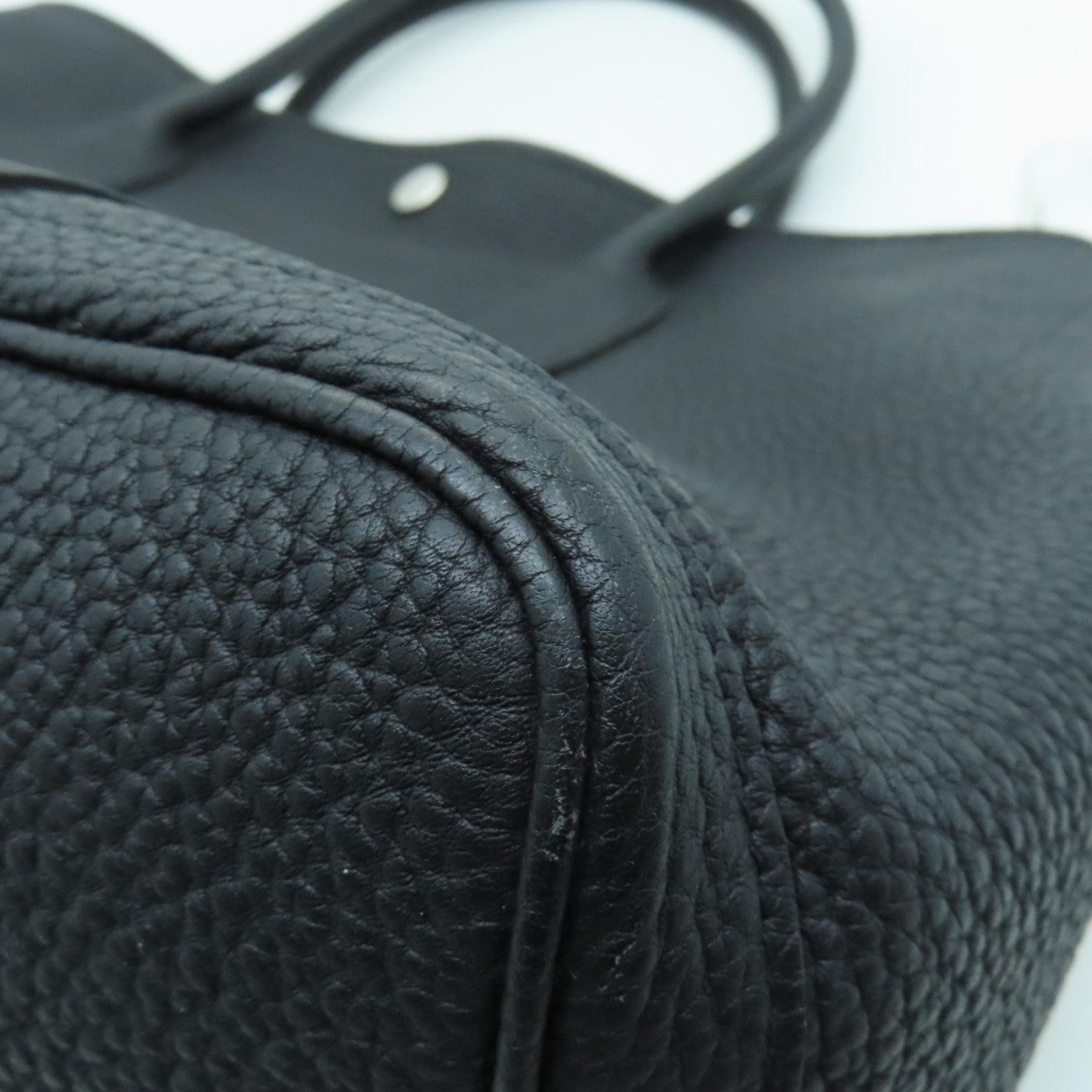 HERMES Negonda Leather GardenParty PM Silver Buckle Handle Bag Black