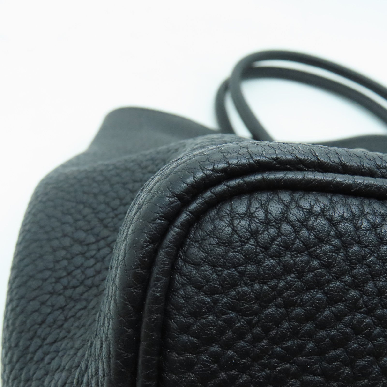 HERMES Negonda Leather GardenParty PM Silver Buckle Handle Bag Black