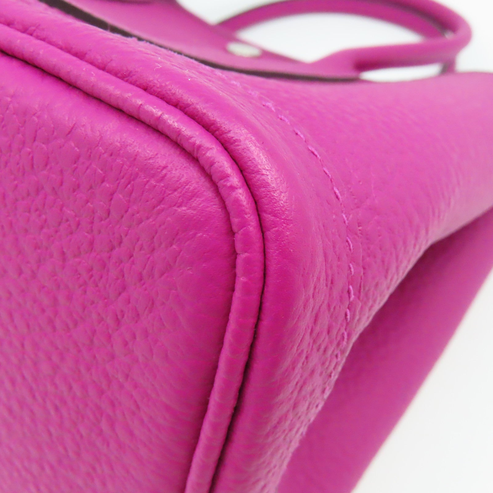 HERMES Negonda皮革Garden Party TPM銀扣手挽袋Rose Pourpre紫色