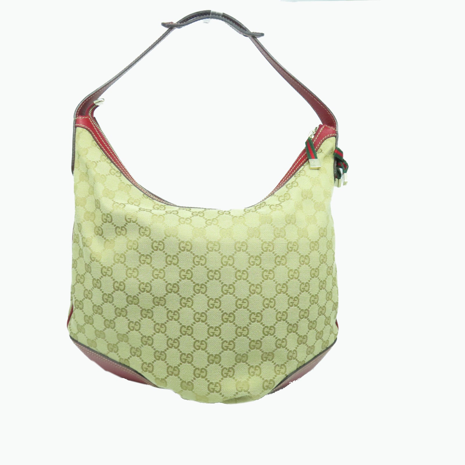GUCCI GG帆布Princy Hobo Bag金扣肩背袋紅色/啡色