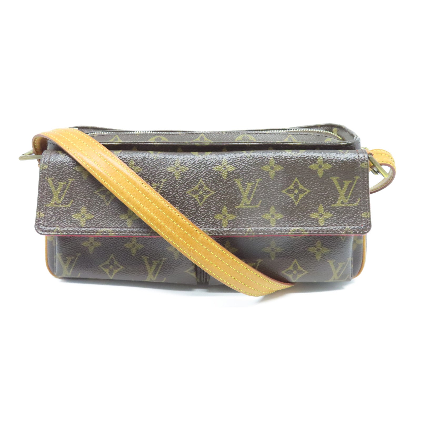 LOUIS VUITTON Monogram Viva Cite MM金扣肩背袋棕色