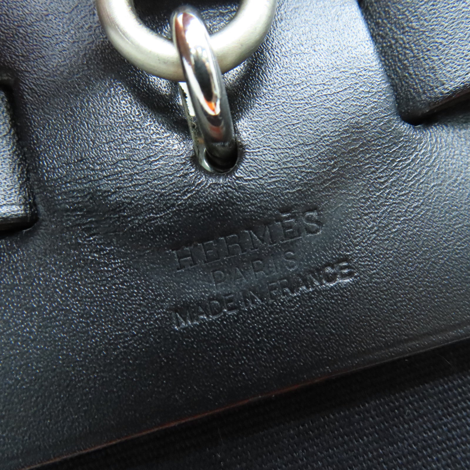 HERMES 帆布Herbag MM銀扣手挽肩背兩用袋黑色